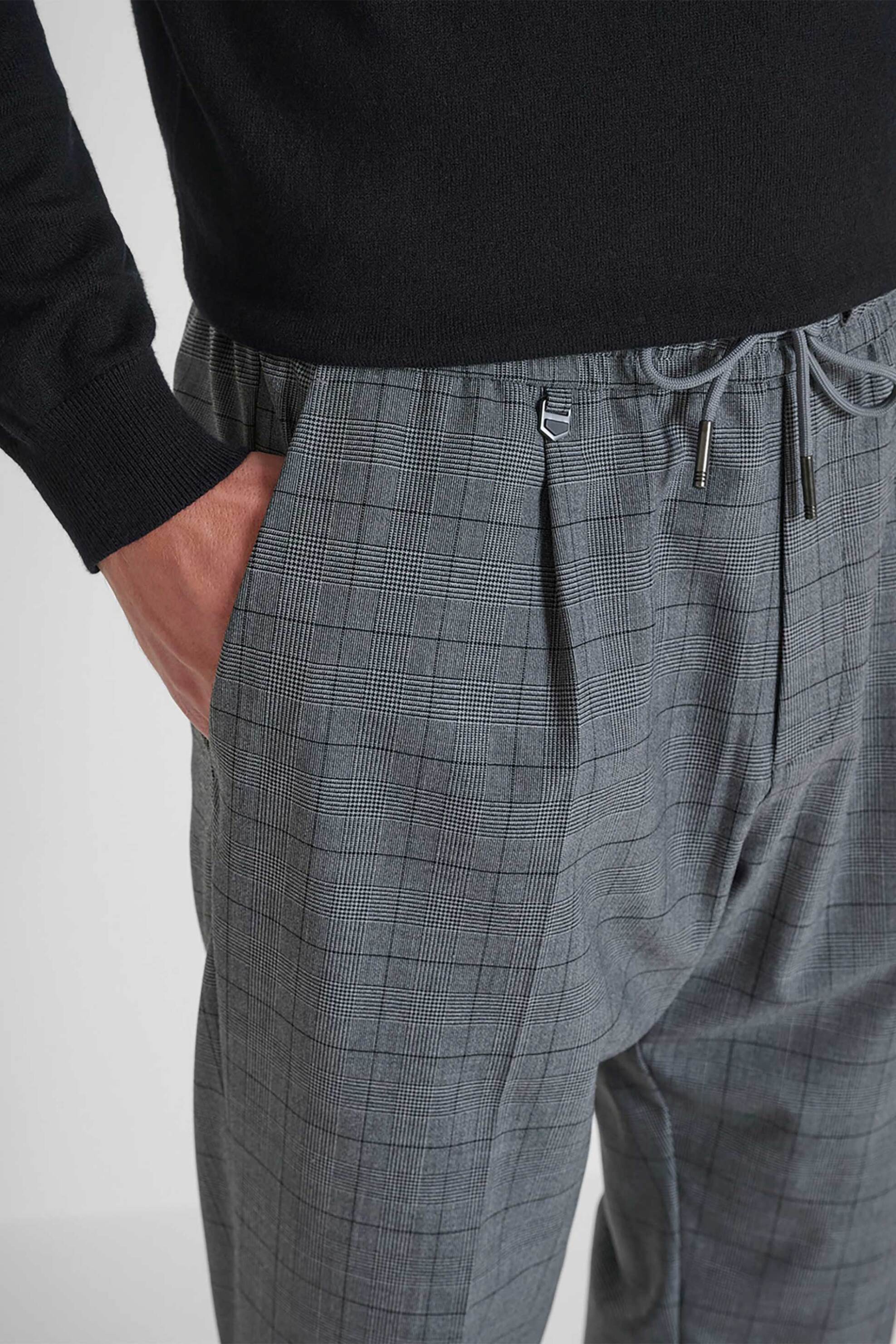Antony Morato ανδρικό παντελόνι καρό με ελαστική μέση "Neil" Regular Fit - TR00748FA650367 Γκρι φωτογραφία