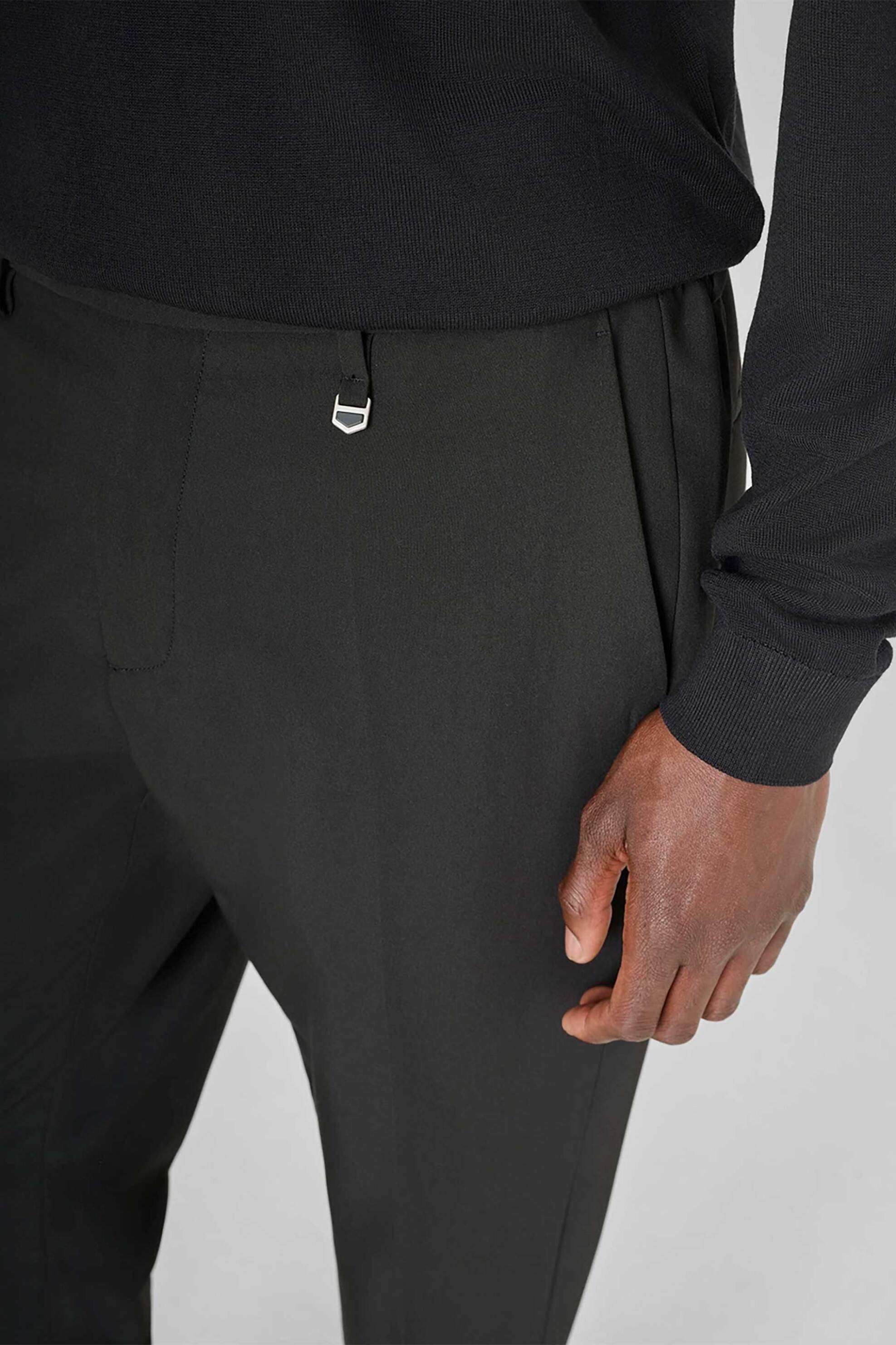 Antony Morato ανδρικό παντελόνι μονόχρωμο με ελαστική μέση "Rad" Slim Fit - TR00768FA600255 Μαύρο φωτογραφία