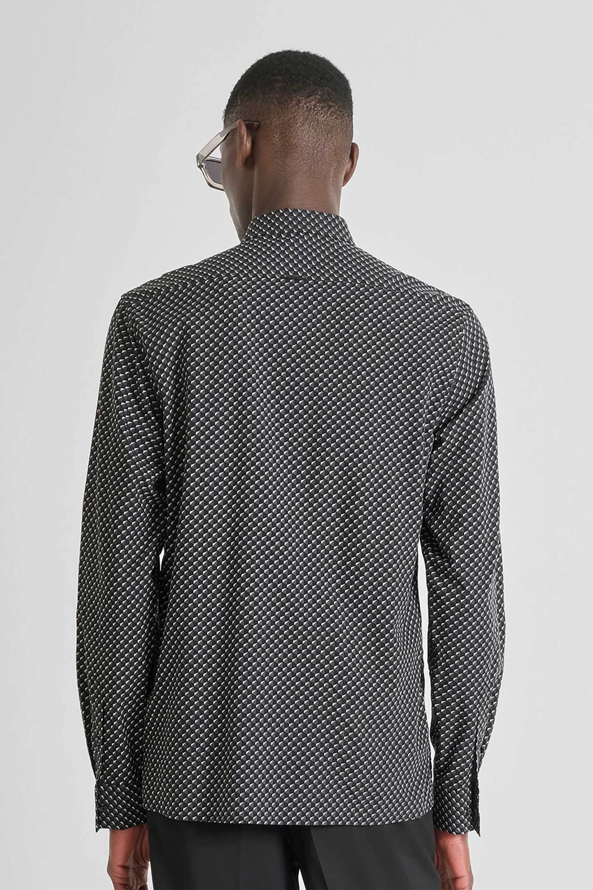 Antony Morato ανδρικό πουκάμισο με all-over print "Barcelona" - SL00614FA430651 Μαύρο φωτογραφία