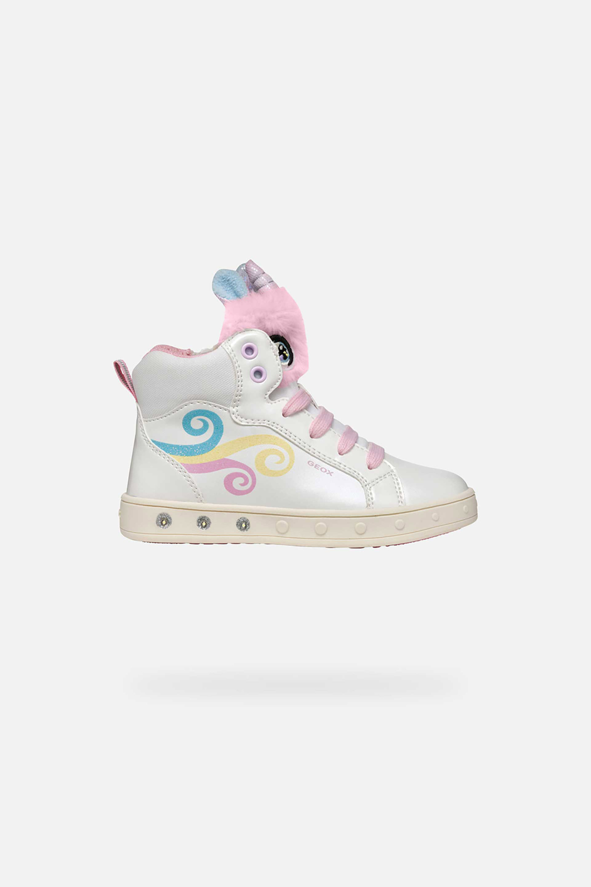 Geox παιδικά sneakers μποτάκια με φωτάκια "Skylin" - J468WA0NFBHC0653 Λευκό