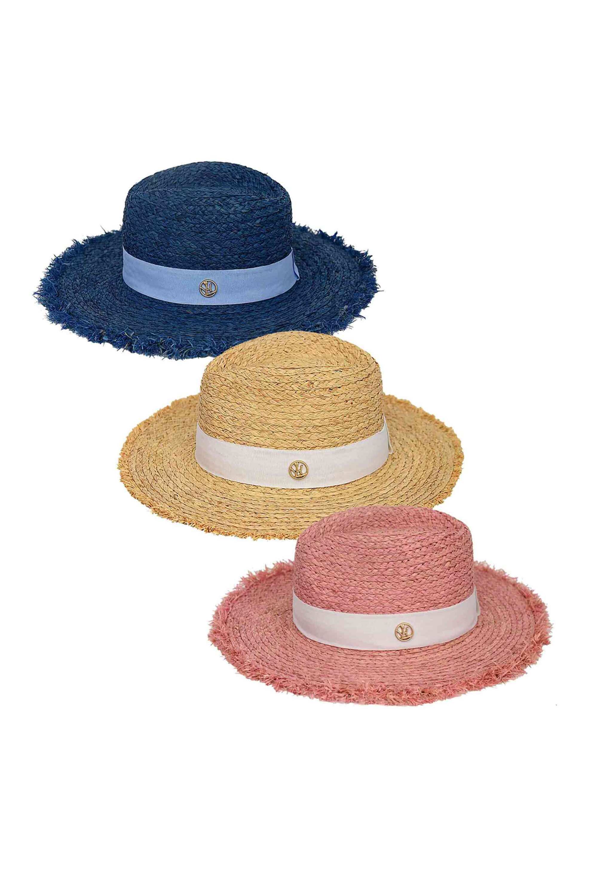 LOVELY HATS Lovely Hats γυναικείο ψάθινο καπέλο μονόχρωμο με κορδέλα και μεταλλικό μονόγραμμα - 150817-NEW