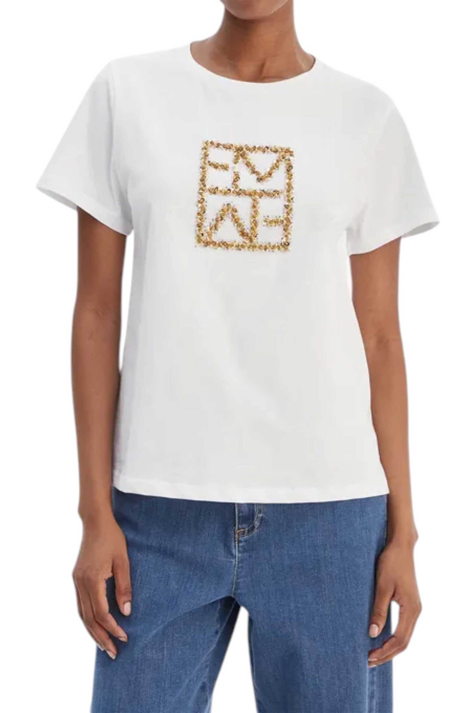 EMME Emme by Marella γυναικείο Τ-shirt με παγιέτα "Emmtema" - 2615971031 Χρυσό