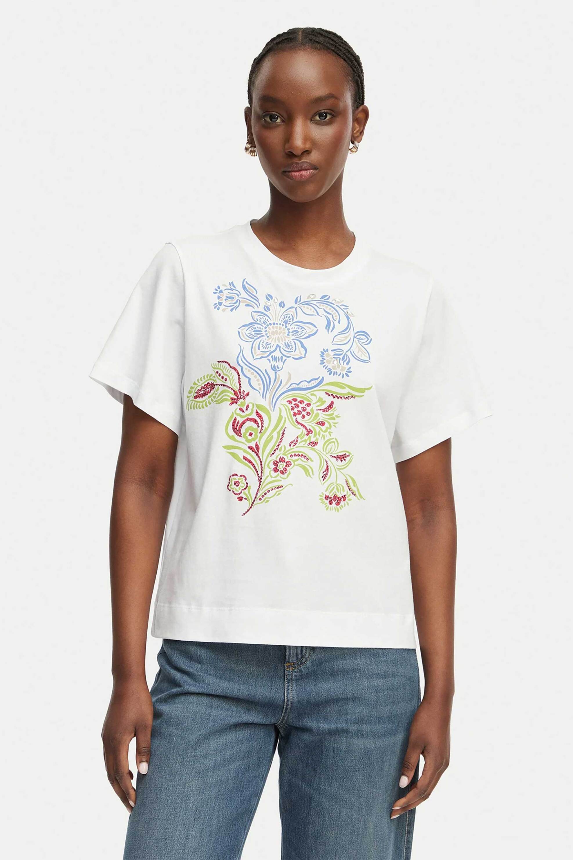 Emme by Marella γυναικείο T-shirt με δαντέλα στα μανίκια "Paraggi" - 2615971082200 Λευκό