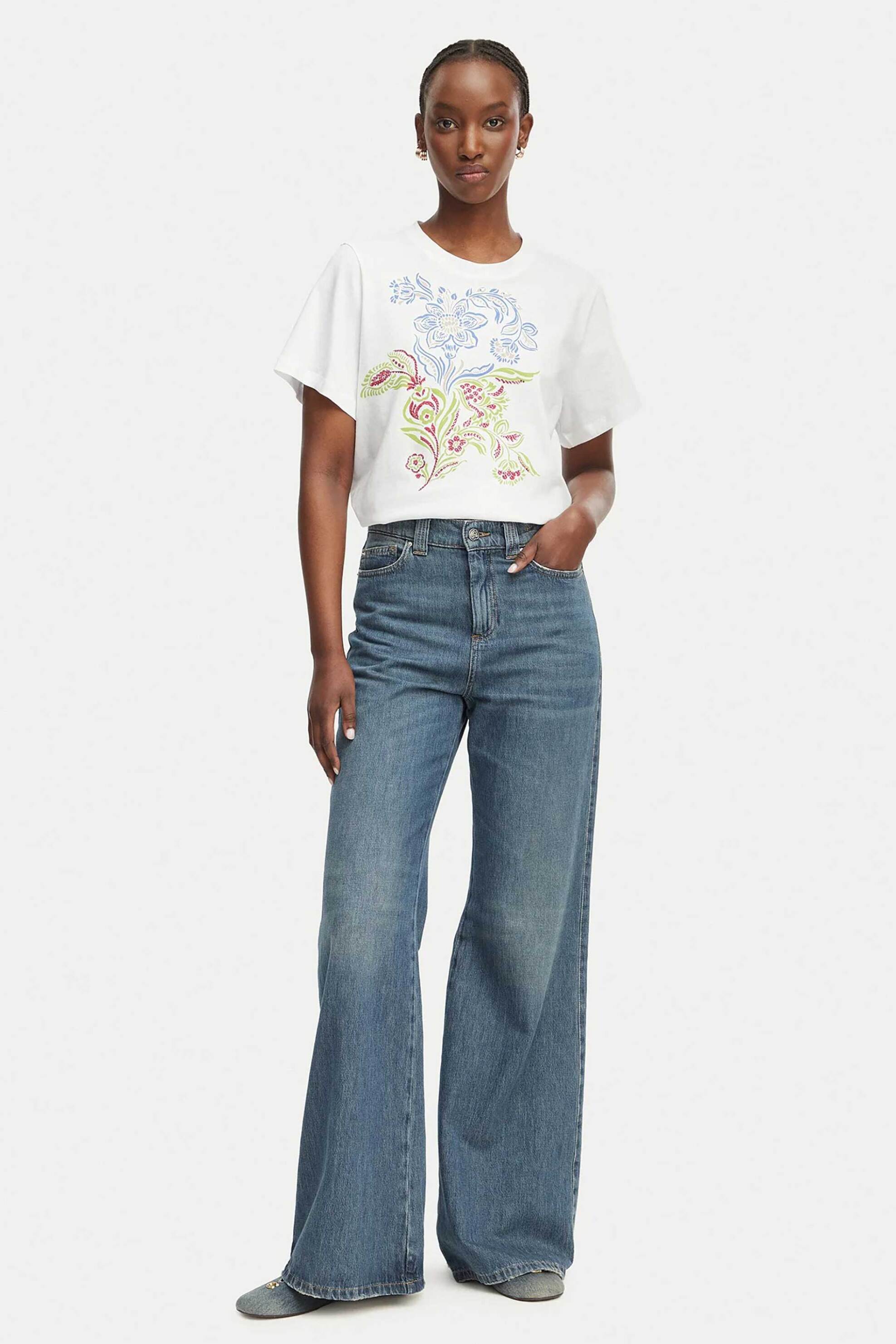 EMME Emme by Marella γυναικείο T-shirt με δαντέλα στα μανίκια "Paraggi" - 2615971082200 Λευκό - 2