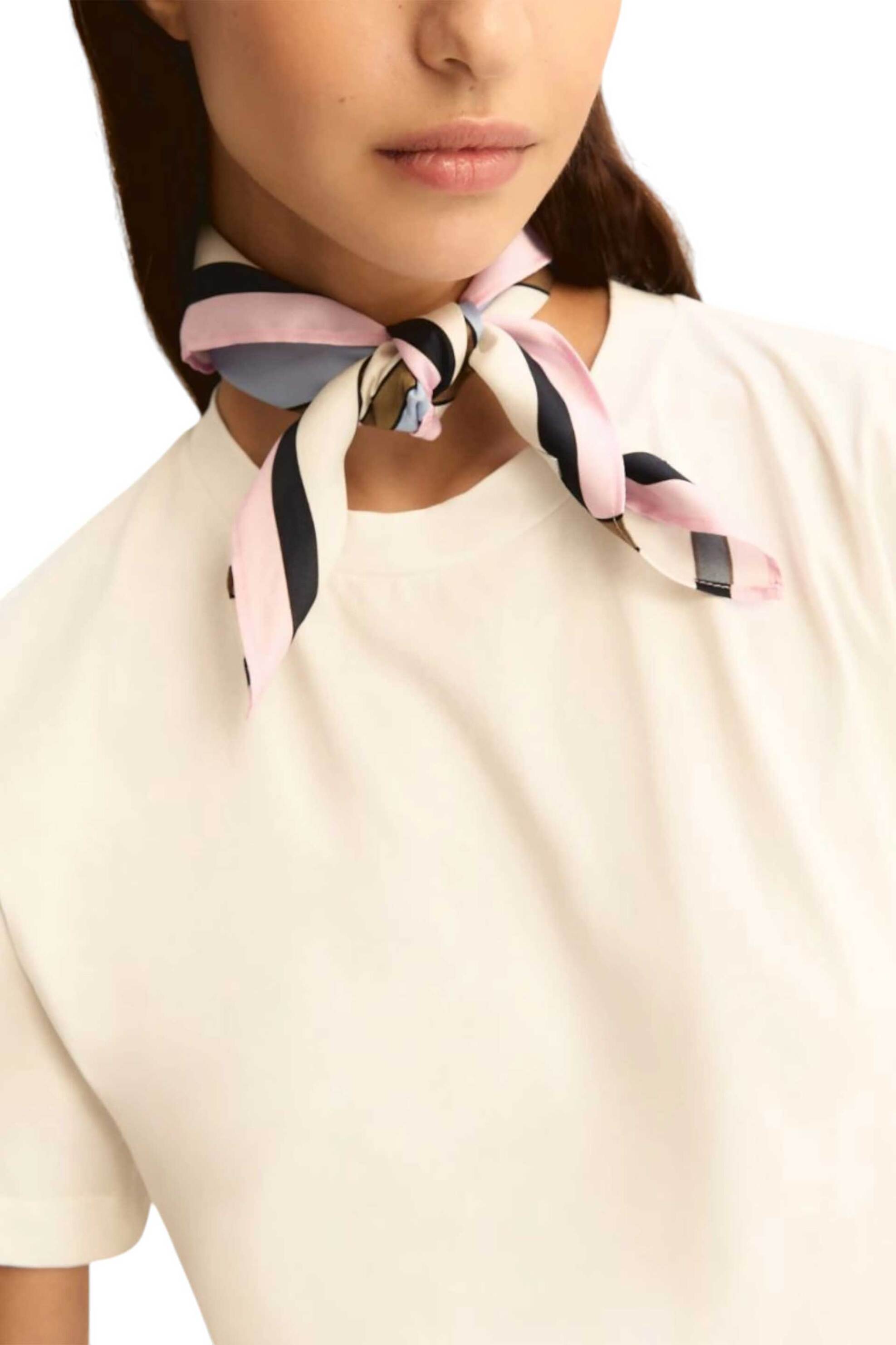 EMME Emme by Marella γυναικείο Τ-shirt με φουλάρι "Emmmaestro" - 2615971041200 Λευκό - 2