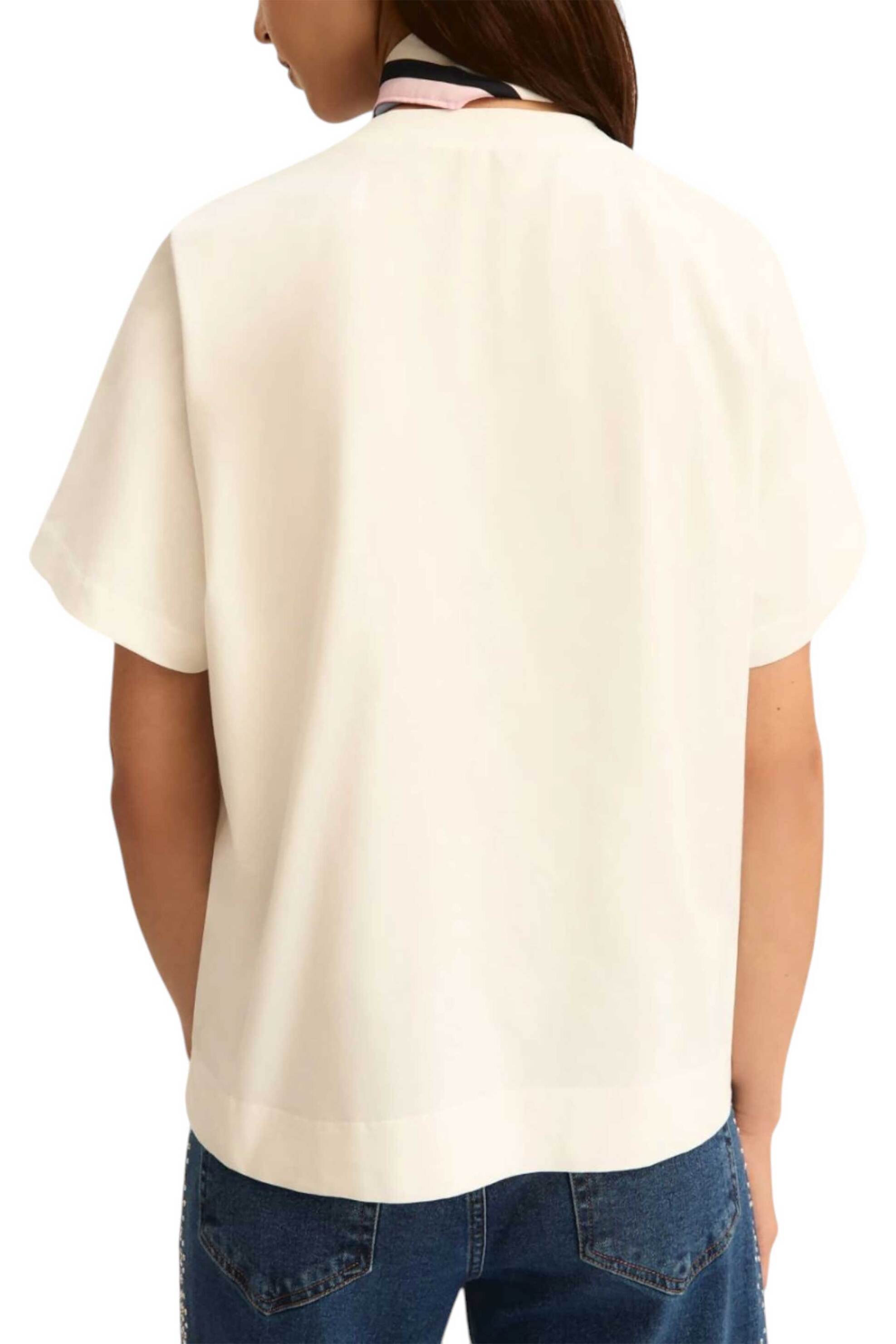 EMME Emme by Marella γυναικείο Τ-shirt με φουλάρι "Emmmaestro" - 2615971041200 Λευκό - 3