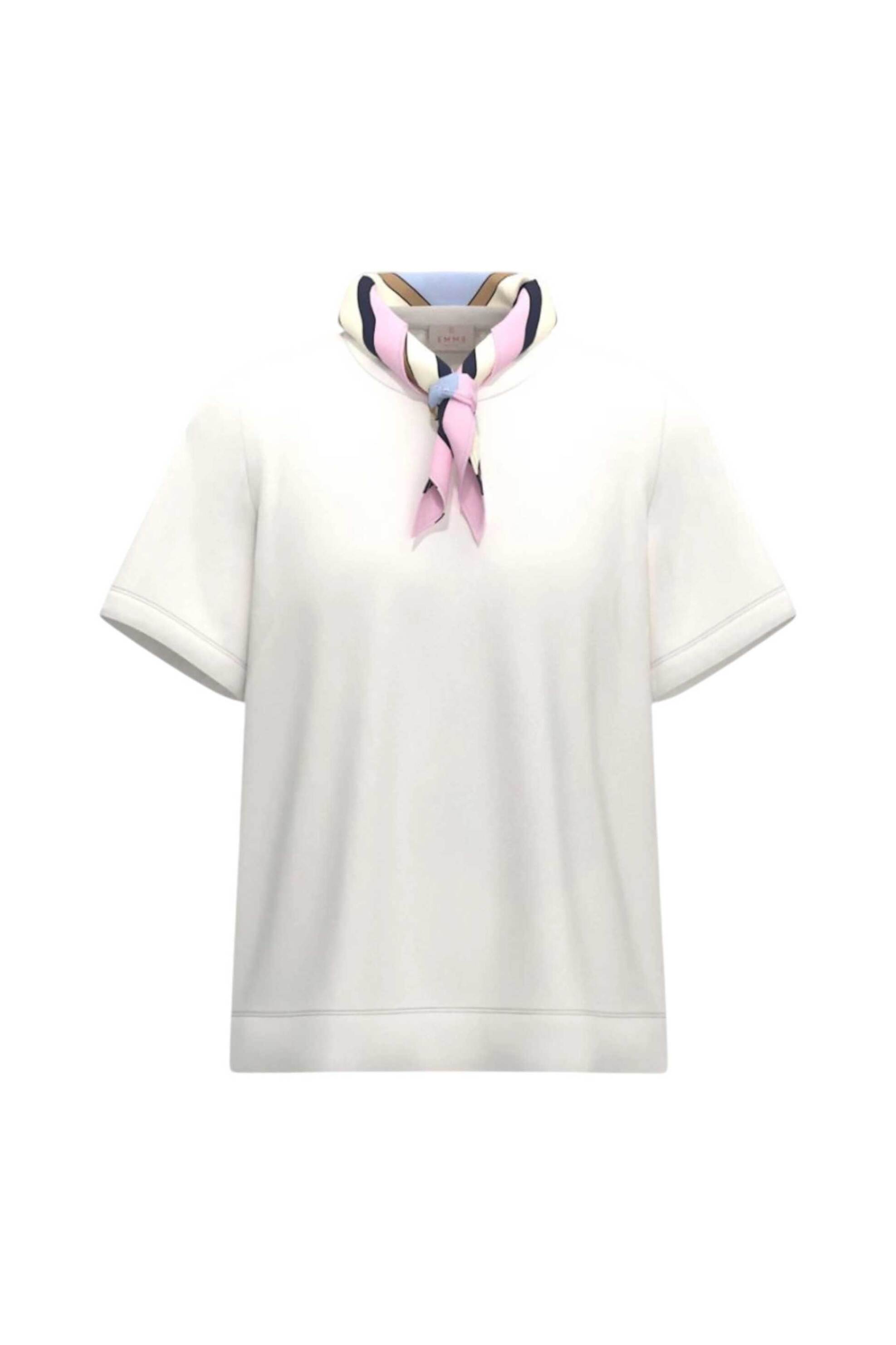 EMME Emme by Marella γυναικείο Τ-shirt με φουλάρι "Emmmaestro" - 2615971041200 Λευκό - 4