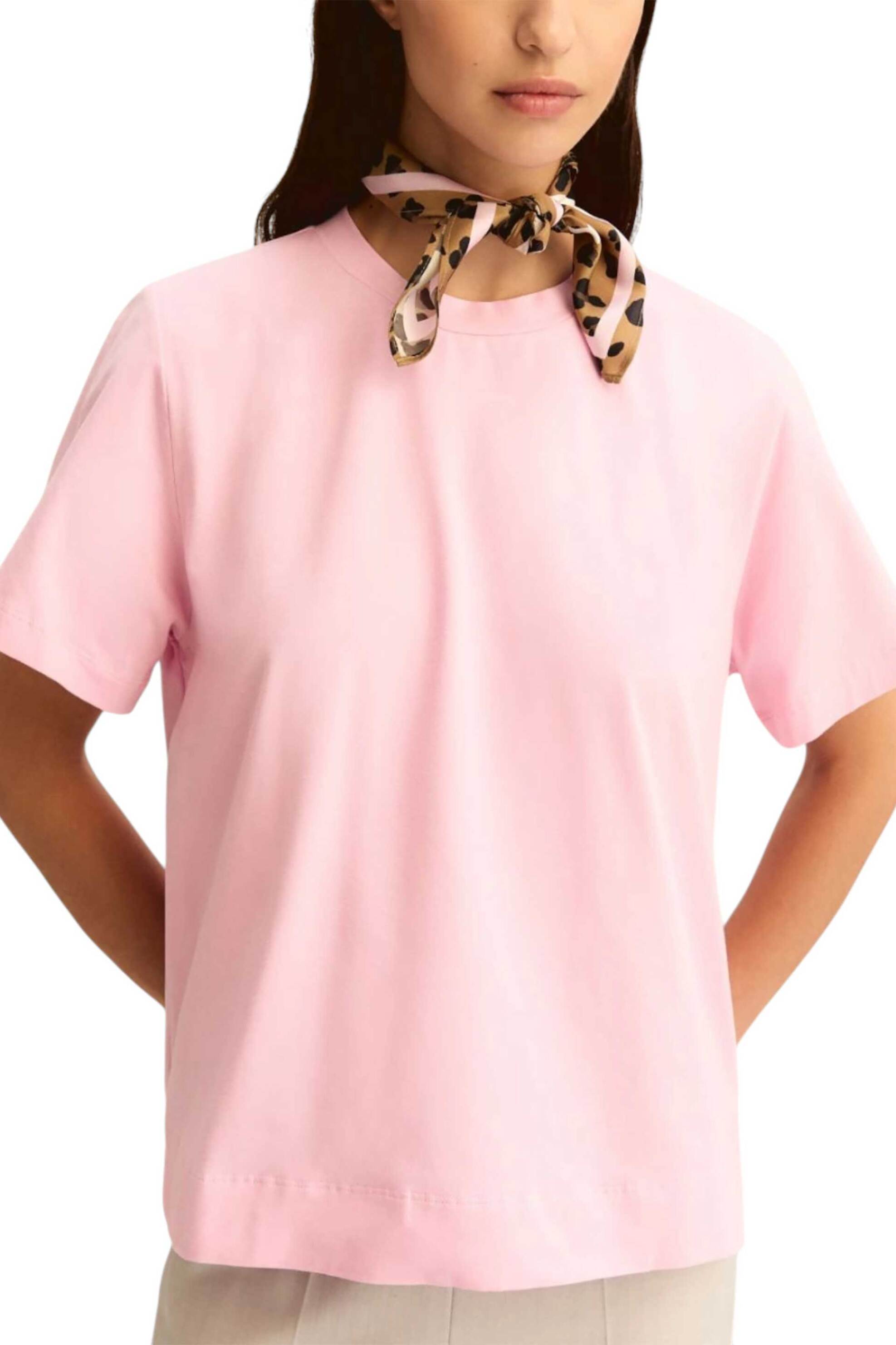 EMME Emme by Marella γυναικείο Τ-shirt με φουλάρι "Emmmaestro" - 2615971041200 Ροζ