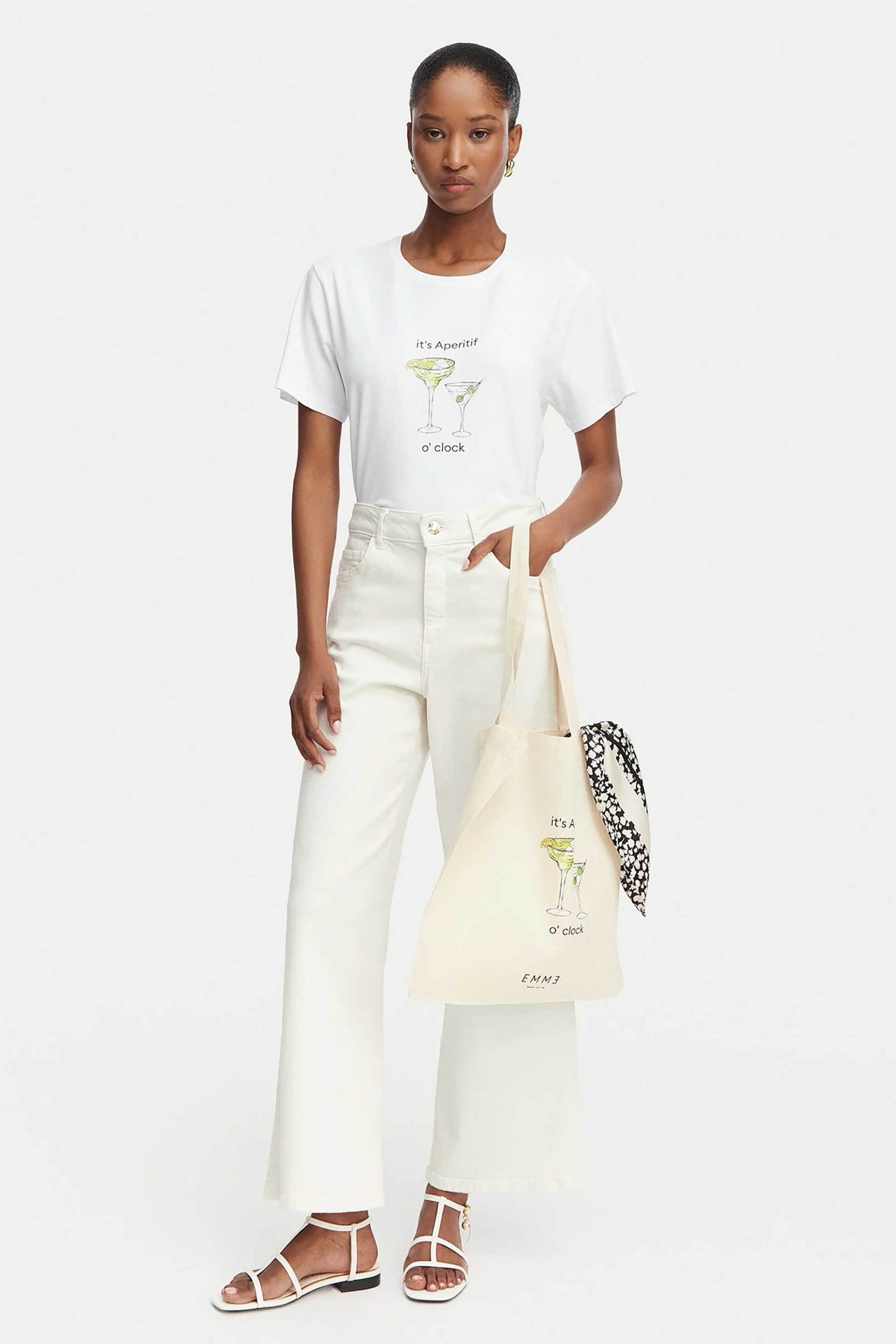 EMME Emme by Marella γυναικείο T-shirt με print στο στήθος "Gola" - 2615971072200 Λευκό - 2