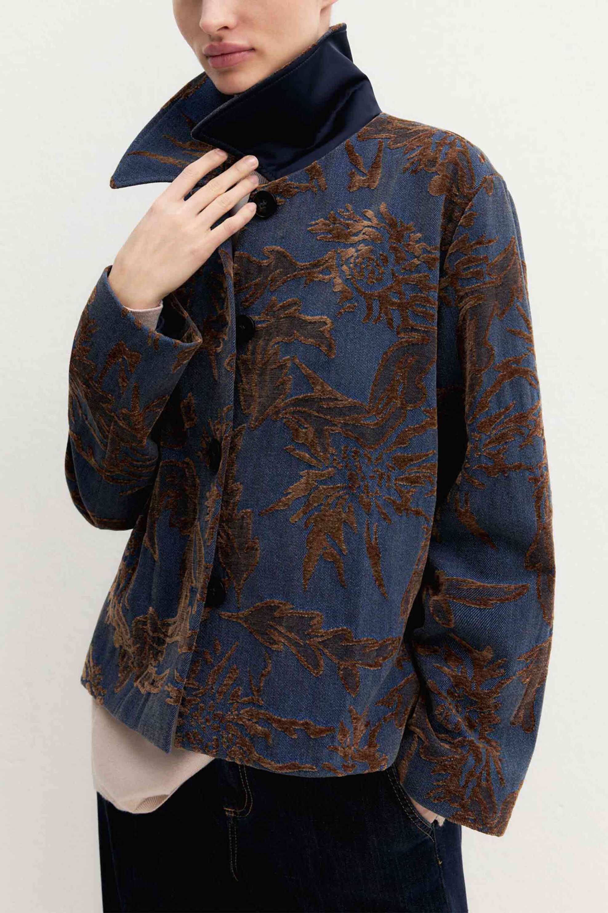 EMME Emme by Marella γυναικείο σακάκι jacquard "Emmghiera" - 2625046141200 Denim Blue Σκούρο