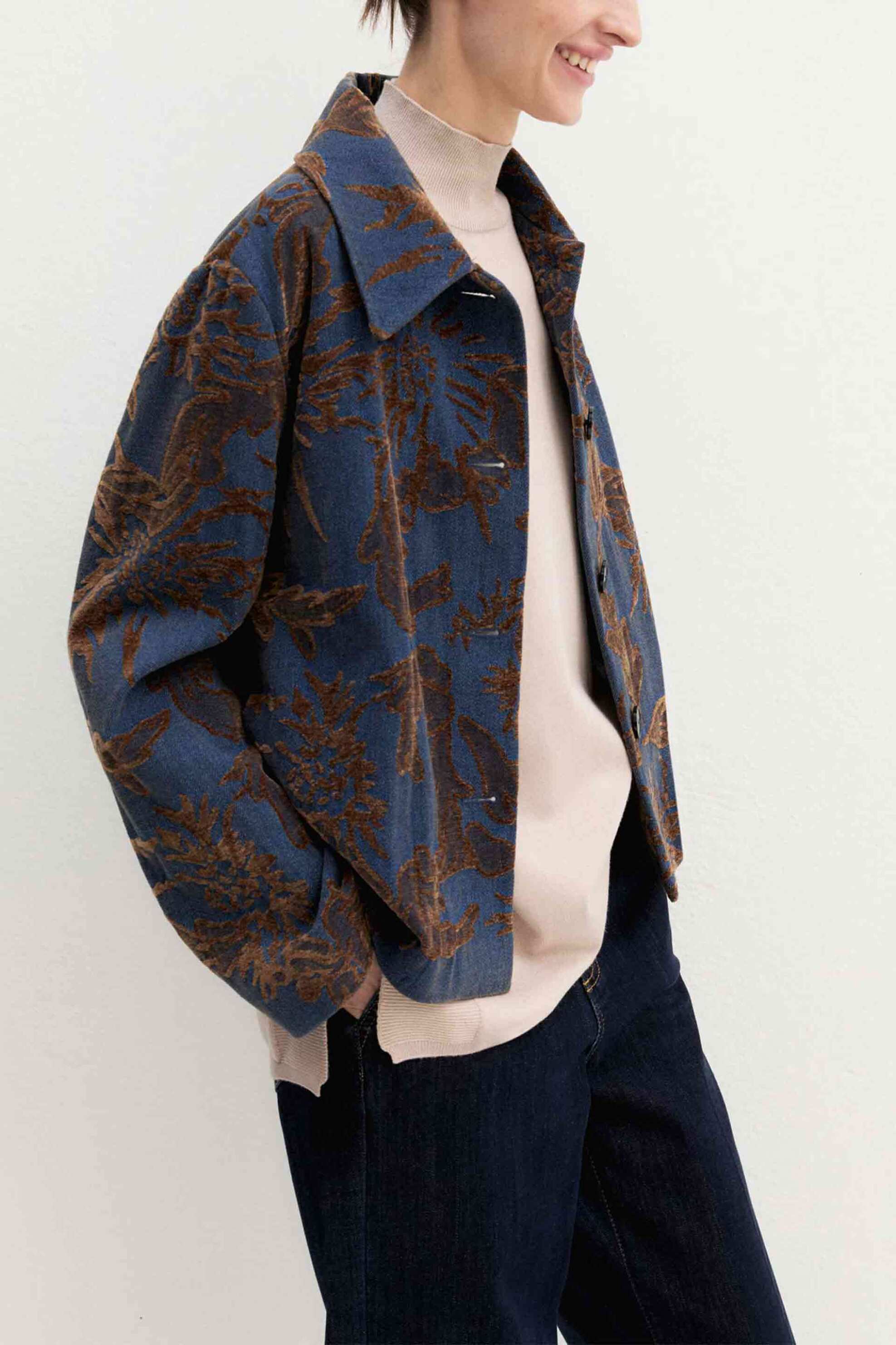 EMME Emme by Marella γυναικείο σακάκι jacquard "Emmghiera" - 2625046141200 Denim Blue Σκούρο - 2