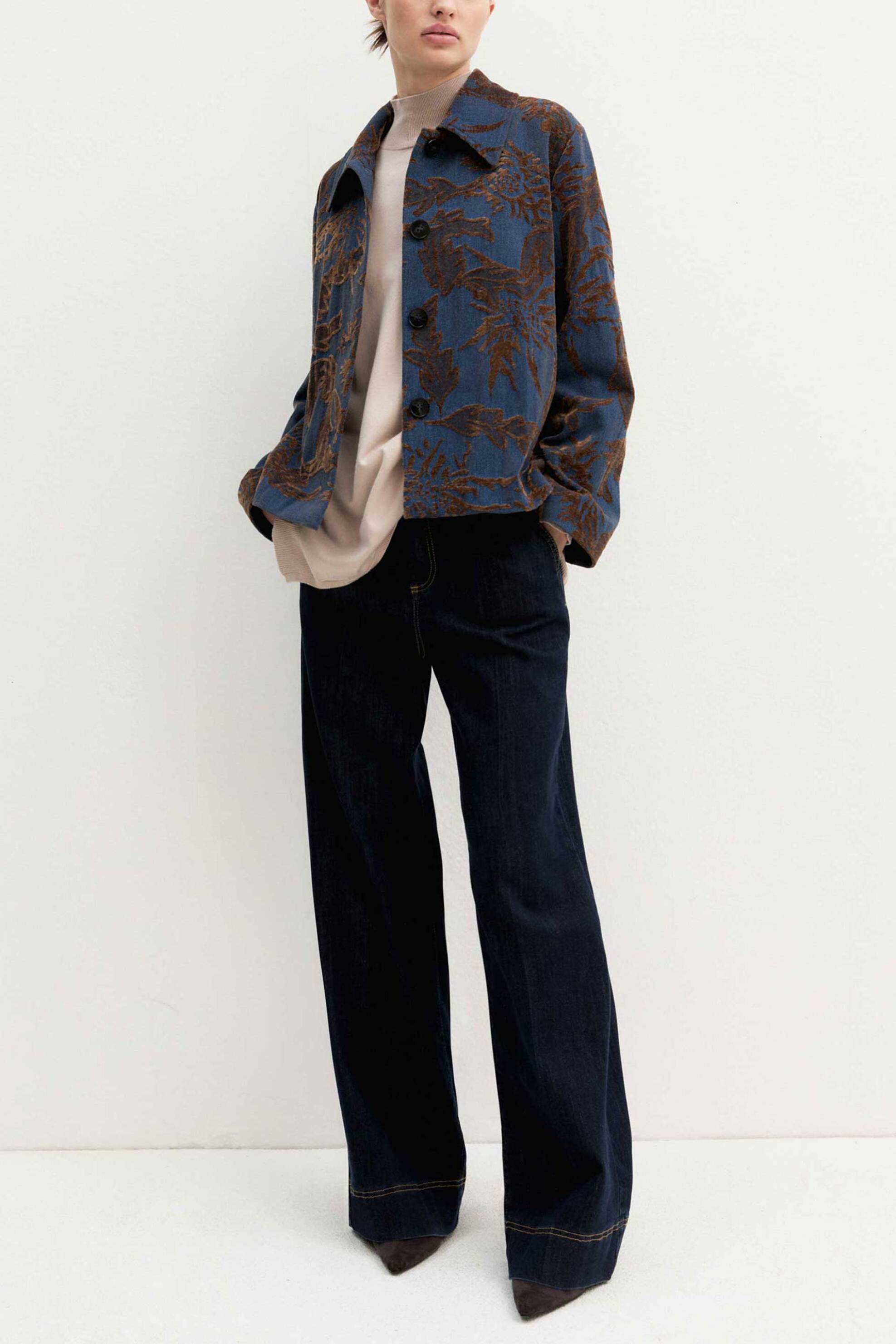 EMME Emme by Marella γυναικείο σακάκι jacquard "Emmghiera" - 2625046141200 Denim Blue Σκούρο - 3