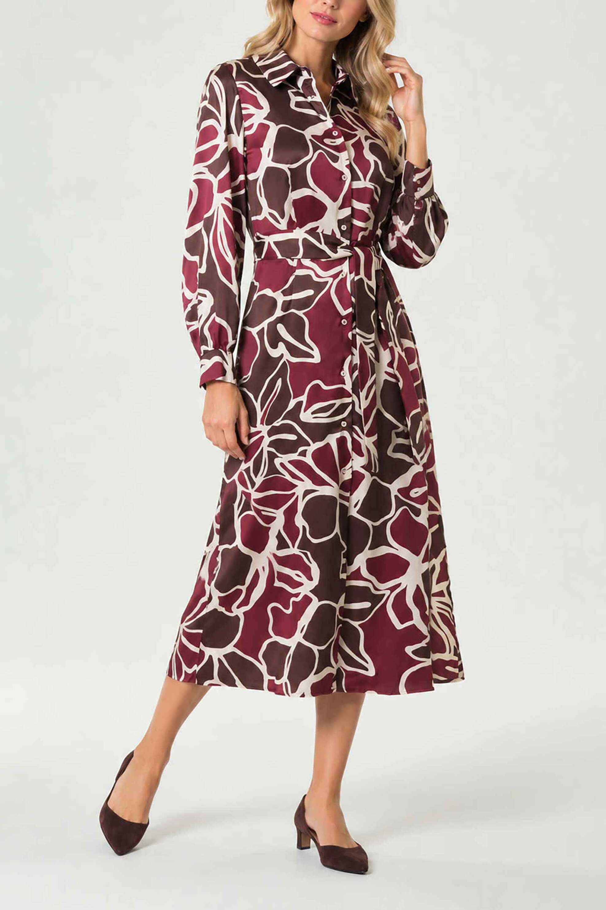 EMME Emme by Marella γυναικείο midi φόρεμα με floral print "Emmalarico" - 2625226081200 Μπορντό
