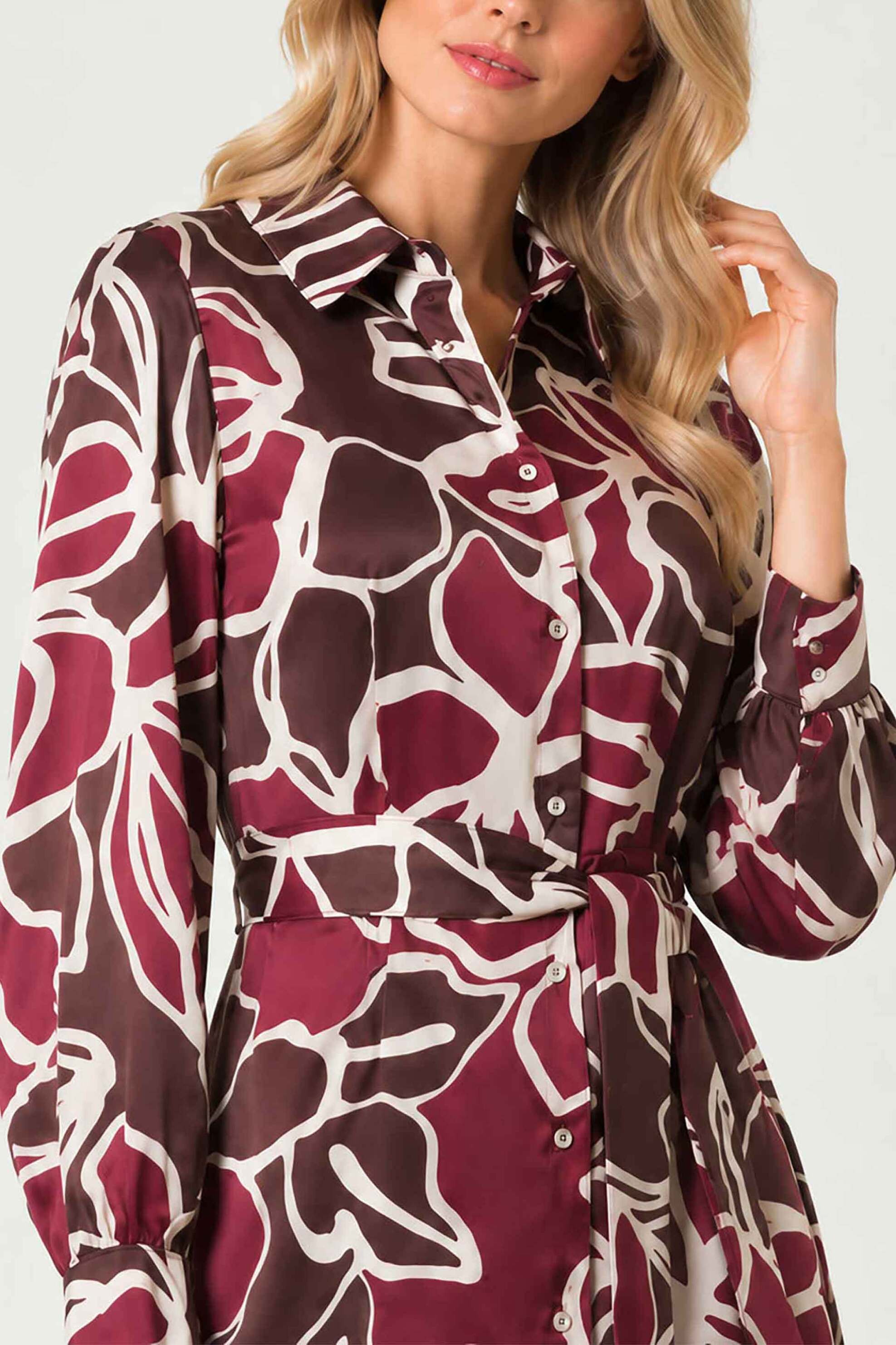 EMME Emme by Marella γυναικείο midi φόρεμα με floral print "Emmalarico" - 2625226081200 Μπορντό - 2
