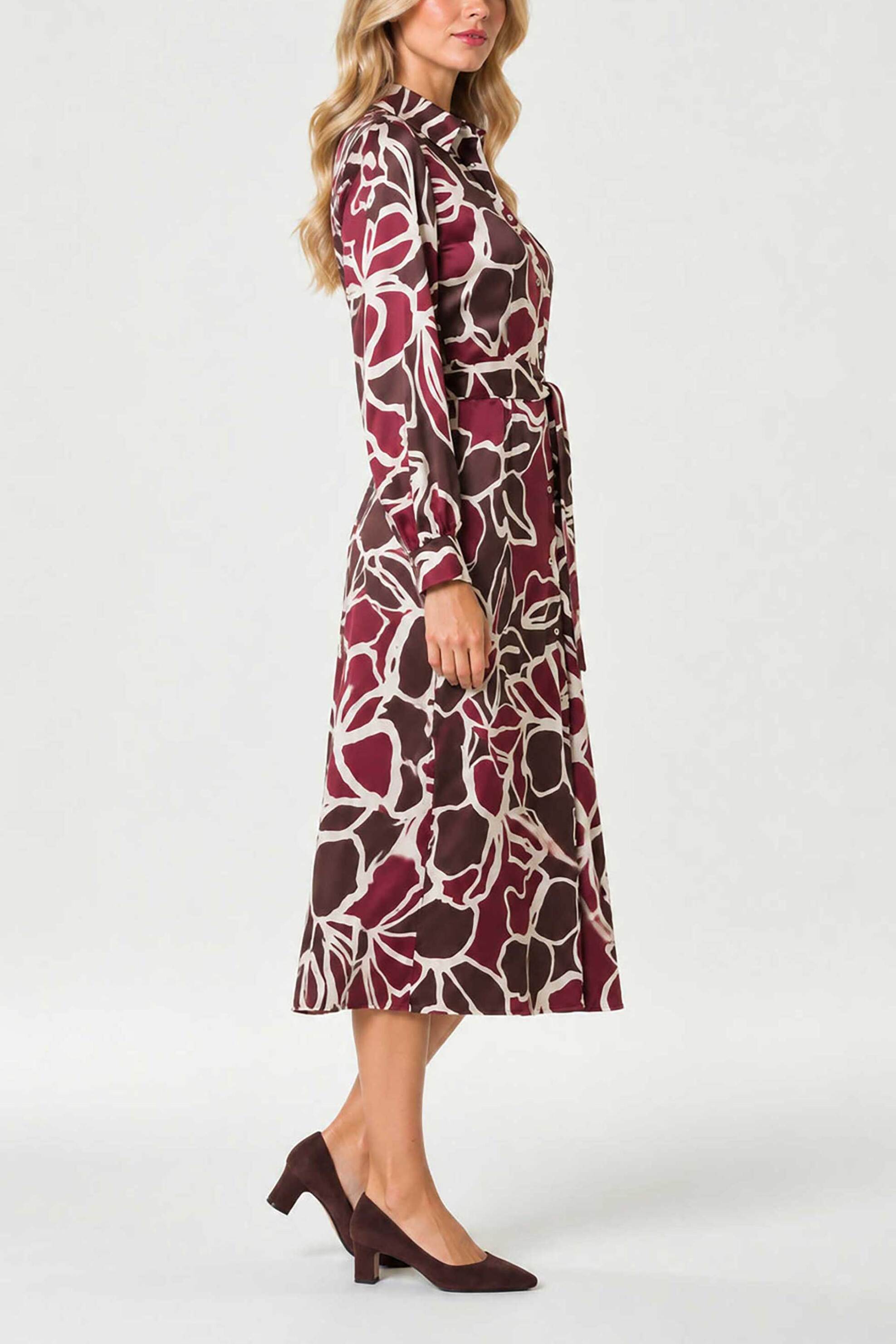 EMME Emme by Marella γυναικείο midi φόρεμα με floral print "Emmalarico" - 2625226081200 Μπορντό - 3