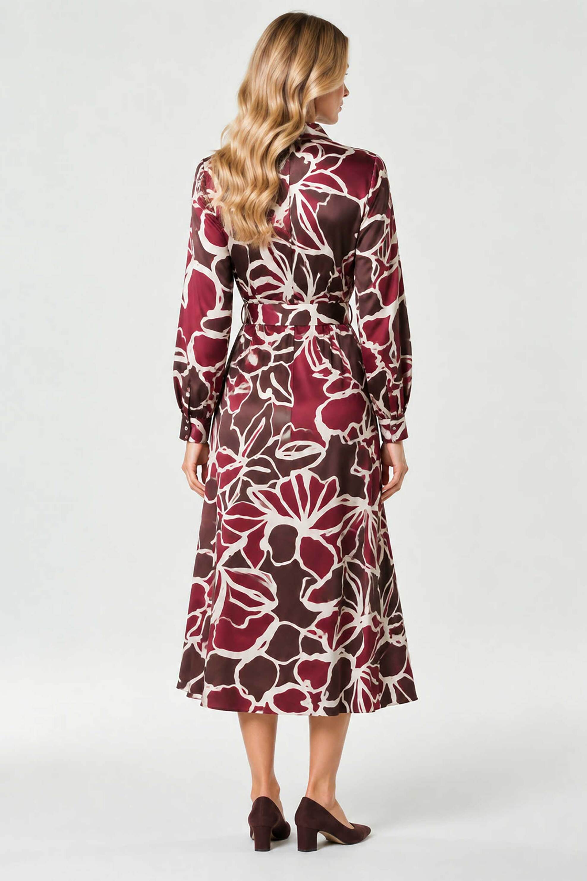 EMME Emme by Marella γυναικείο midi φόρεμα με floral print "Emmalarico" - 2625226081200 Μπορντό - 4