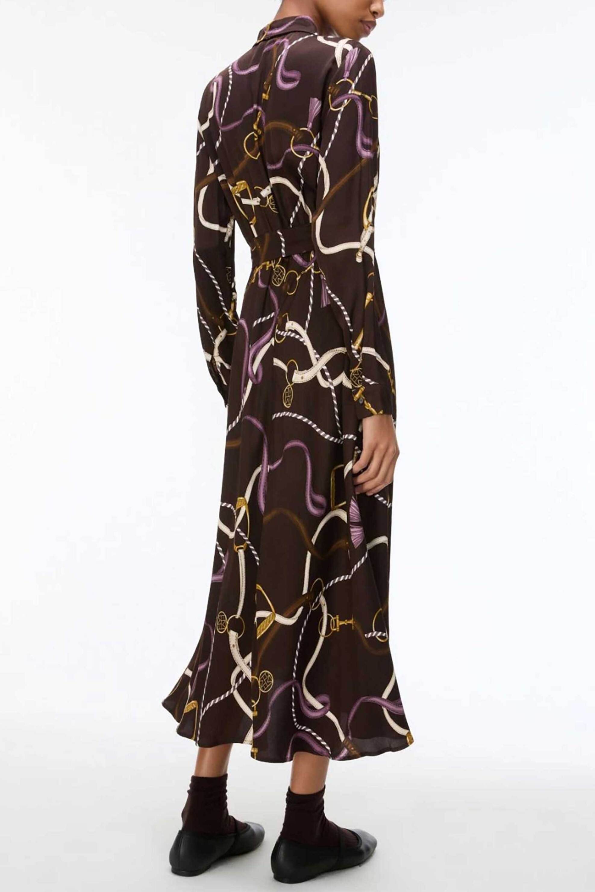 EMME Emme by Marella γυναικείο midi φόρεμα σεμιζιέ με print "Emmafone" - 2625226062200 Καφέ Σκούρο - 3