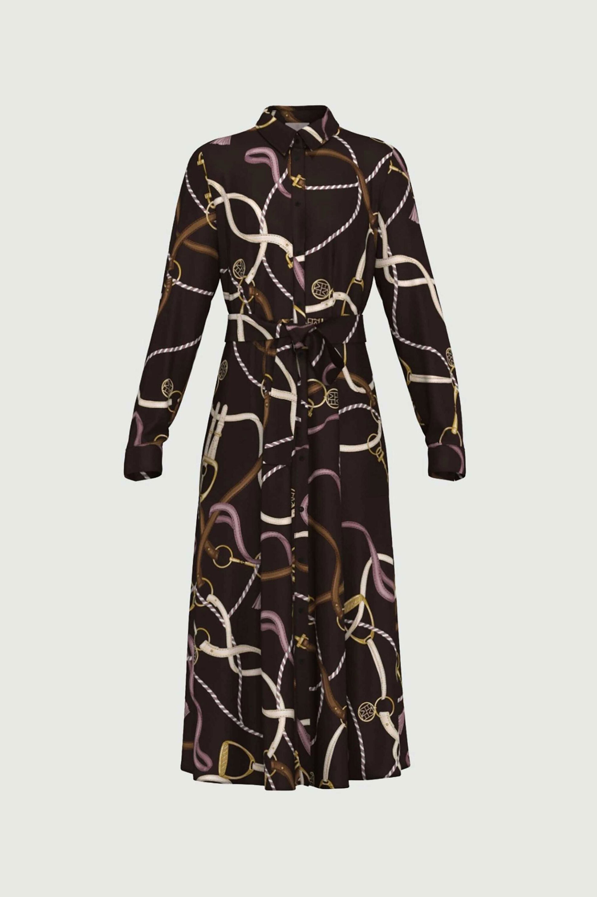 EMME Emme by Marella γυναικείο midi φόρεμα σεμιζιέ με print "Emmafone" - 2625226062200 Καφέ Σκούρο - 4
