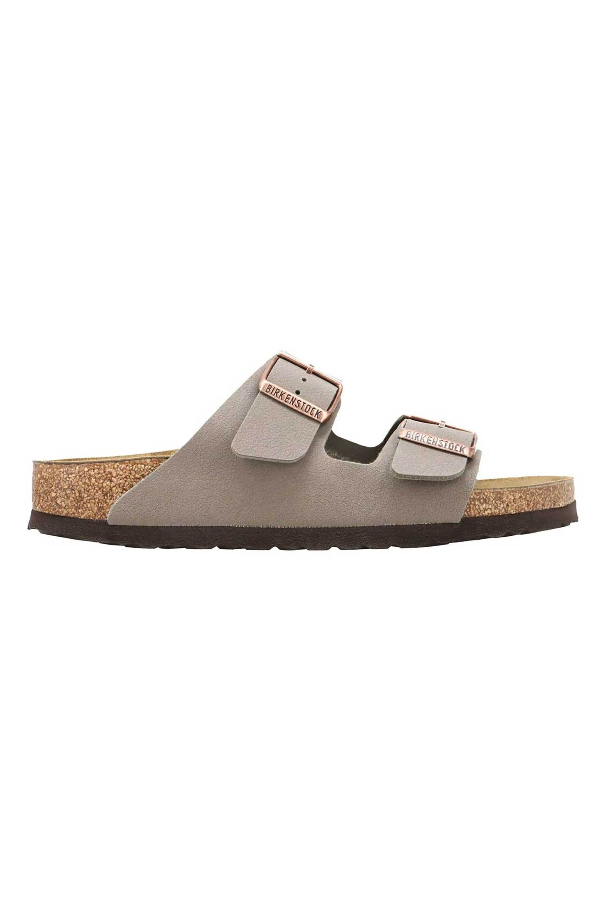 Birkenstock unisex δερμάτινα σανδάλια μονόχρωμα με λογότυπο στο πλάι "Arizona classic" - 151213003548-** Γκρι