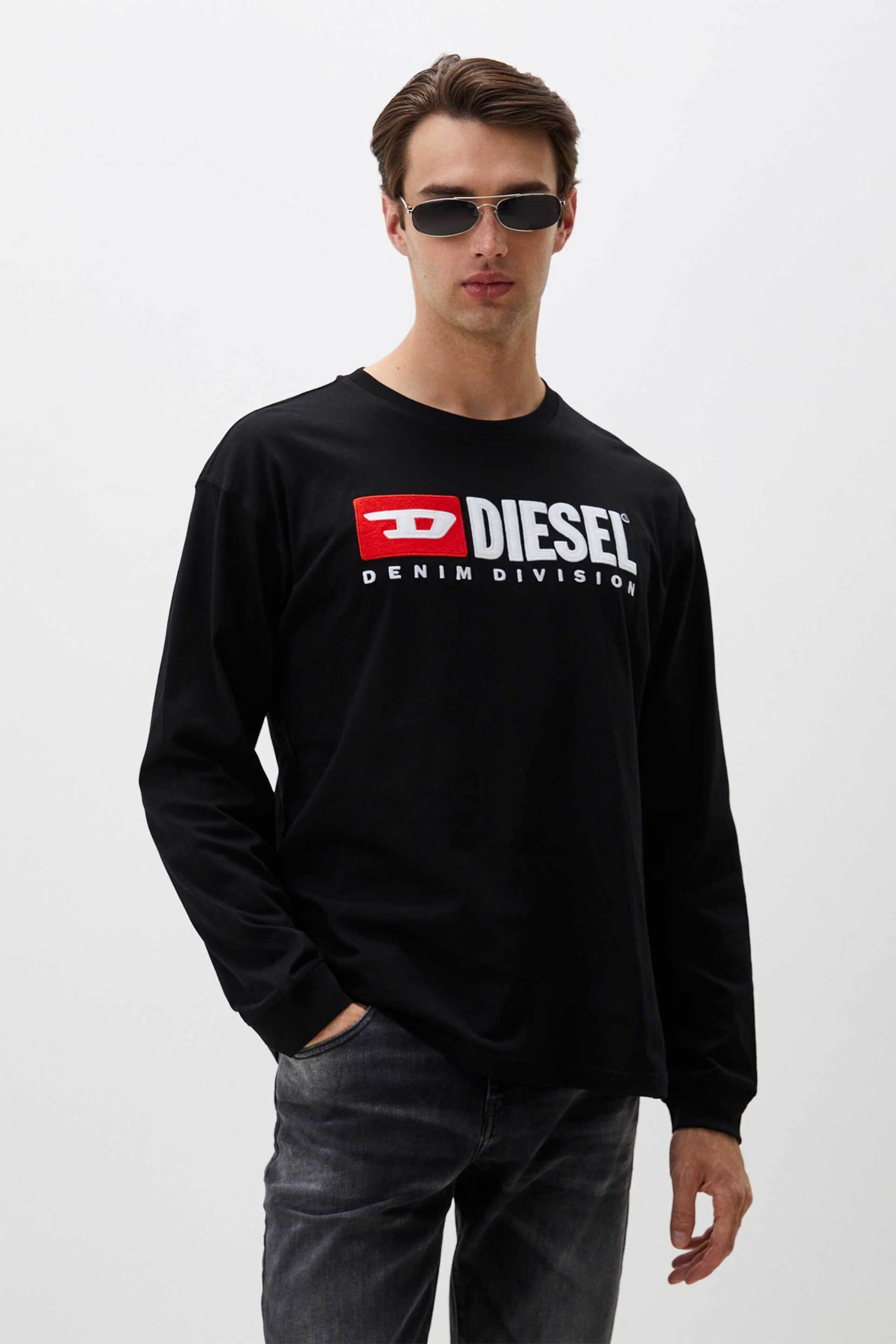 DIESEL Diesel ανδρική μπλούζα με κεντημένο λογότυπο Regular Fit - W24A149440GRAI Μαύρο