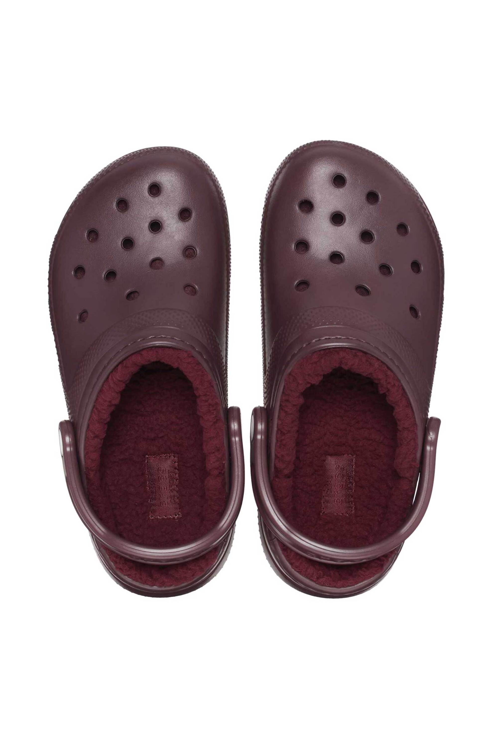 CROCS Crocs unisex clogs μονόχρωμα με διάτρητο σχέδιο και επένδυση από faux γούνα "Classic Lined" - E58207 Μπορντό