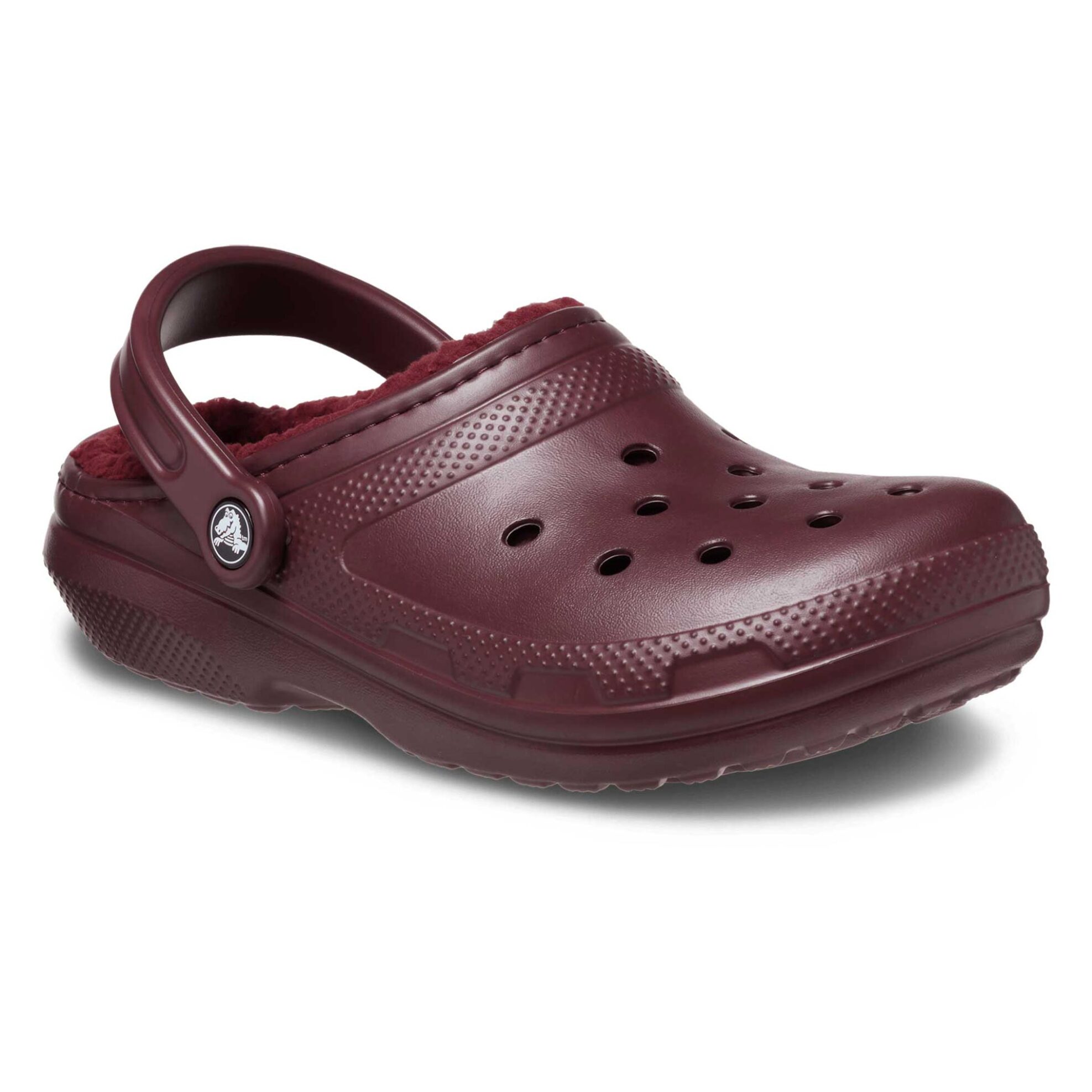 Crocs unisex clogs μονόχρωμα με διάτρητο σχέδιο και επένδυση από faux γούνα "Classic Lined" - E58207 Μπορντό φωτογραφία