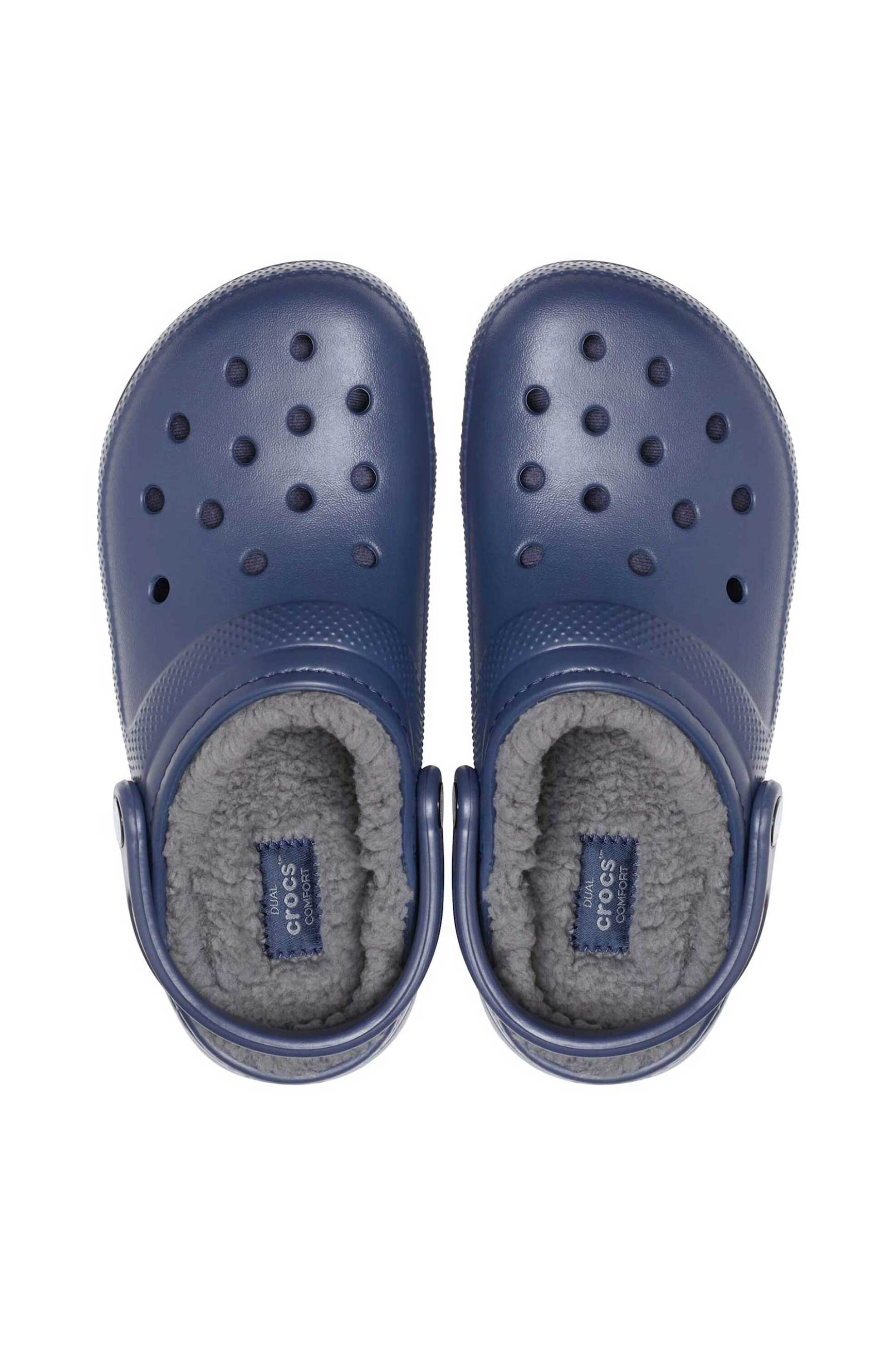 CROCS Crocs unisex clogs μονόχρωμα με διάτρητο σχέδιο και επένδυση από faux γούνα "Classic Lined" - E58207 Μπλε Σκούρο