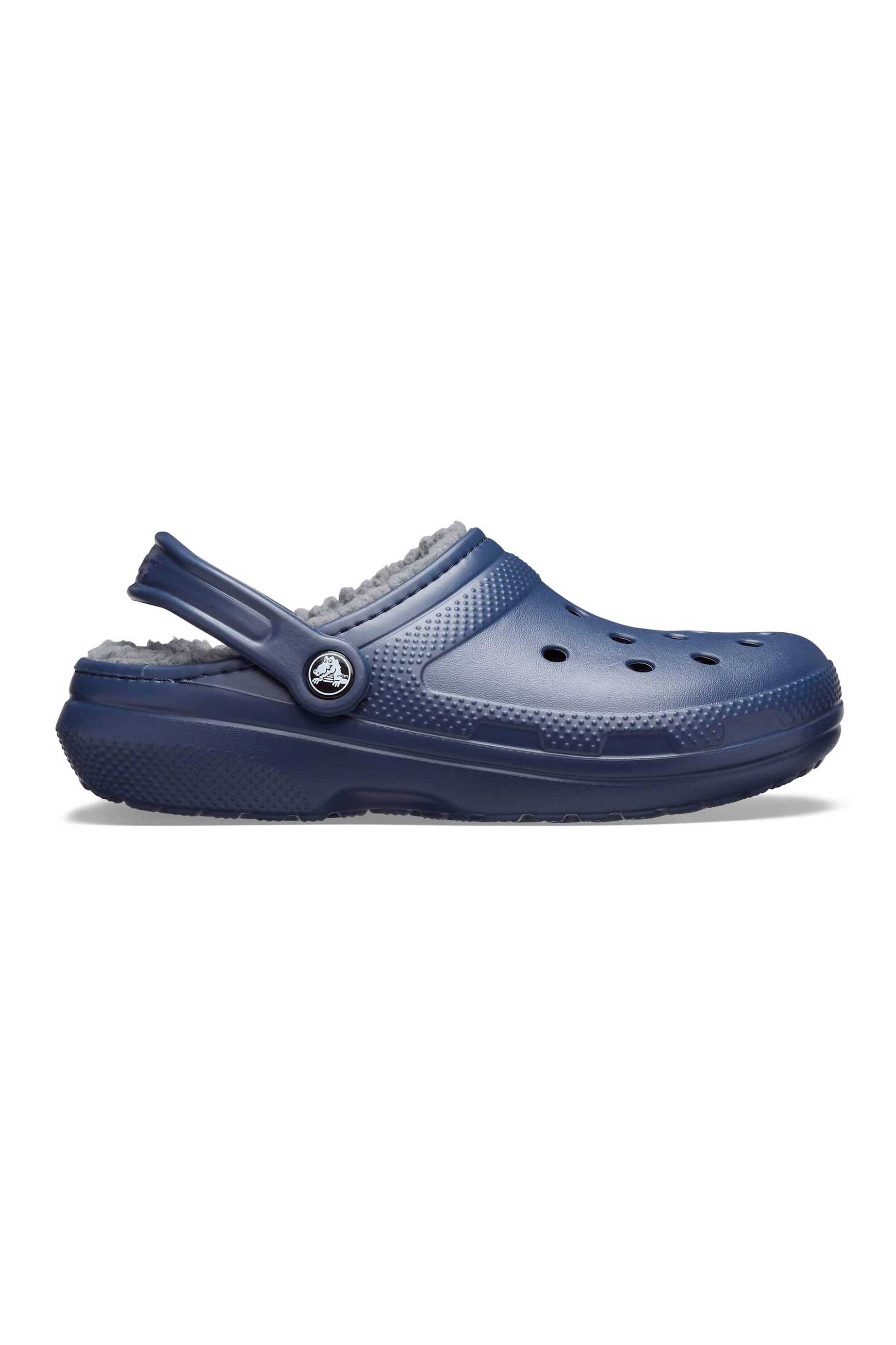 Crocs unisex clogs μονόχρωμα με διάτρητο σχέδιο και επένδυση από faux γούνα "Classic Lined" - E58207 Μπλε Σκούρο φωτογραφία