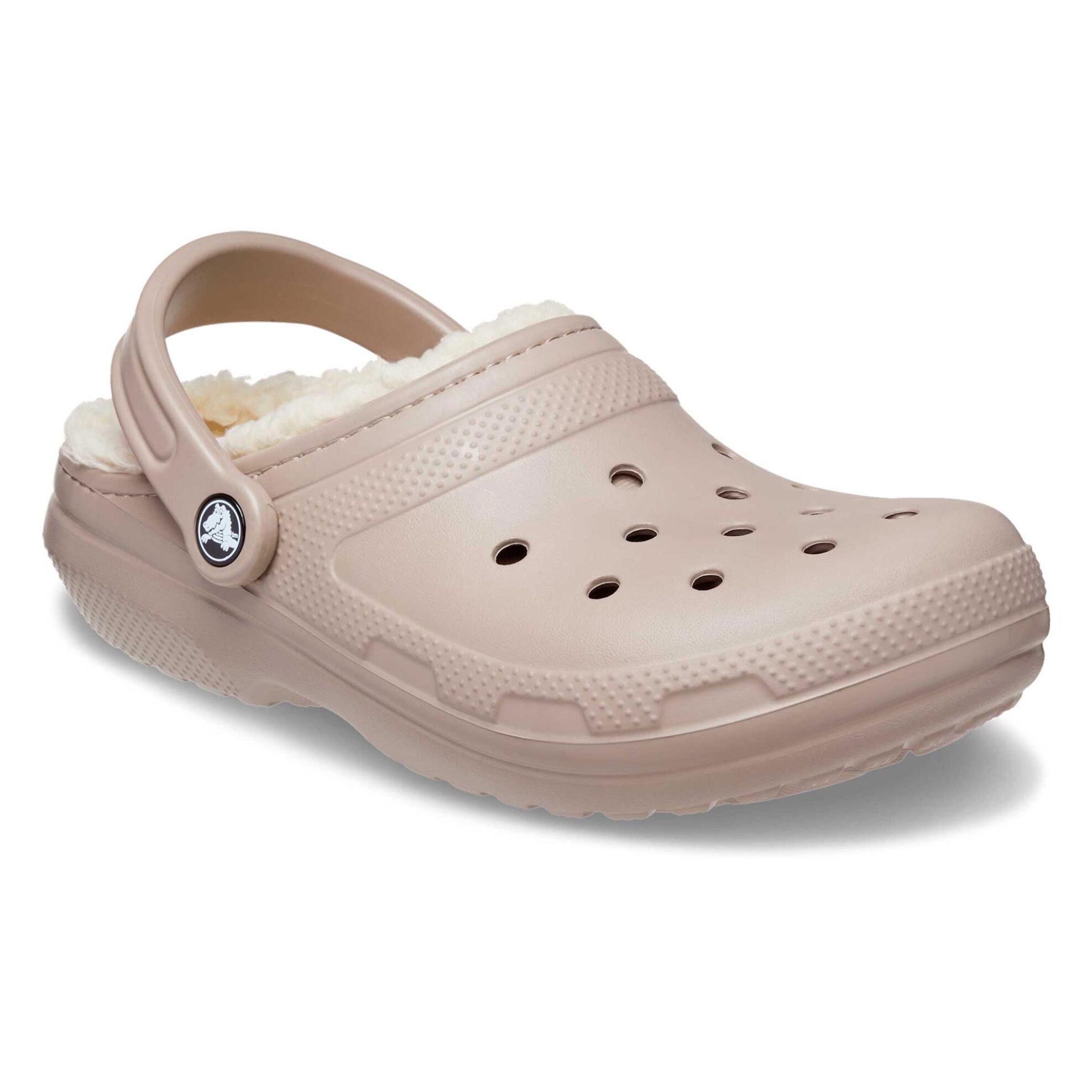 Crocs unisex clogs μονόχρωμα με διάτρητο σχέδιο και επένδυση από faux γούνα "Classic Lined" - E58207 Μπεζ φωτογραφία