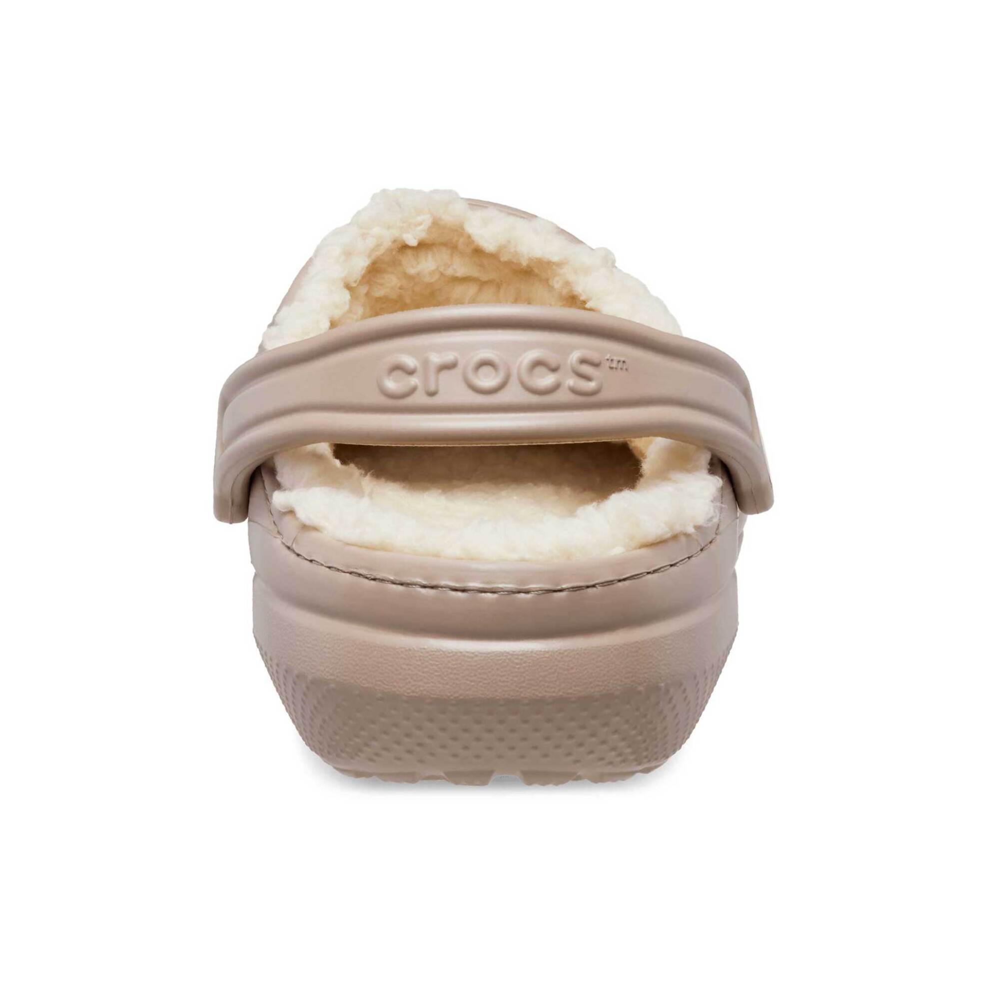 Crocs unisex clogs μονόχρωμα με διάτρητο σχέδιο και επένδυση από faux γούνα "Classic Lined" - E58207 Μπεζ φωτογραφία