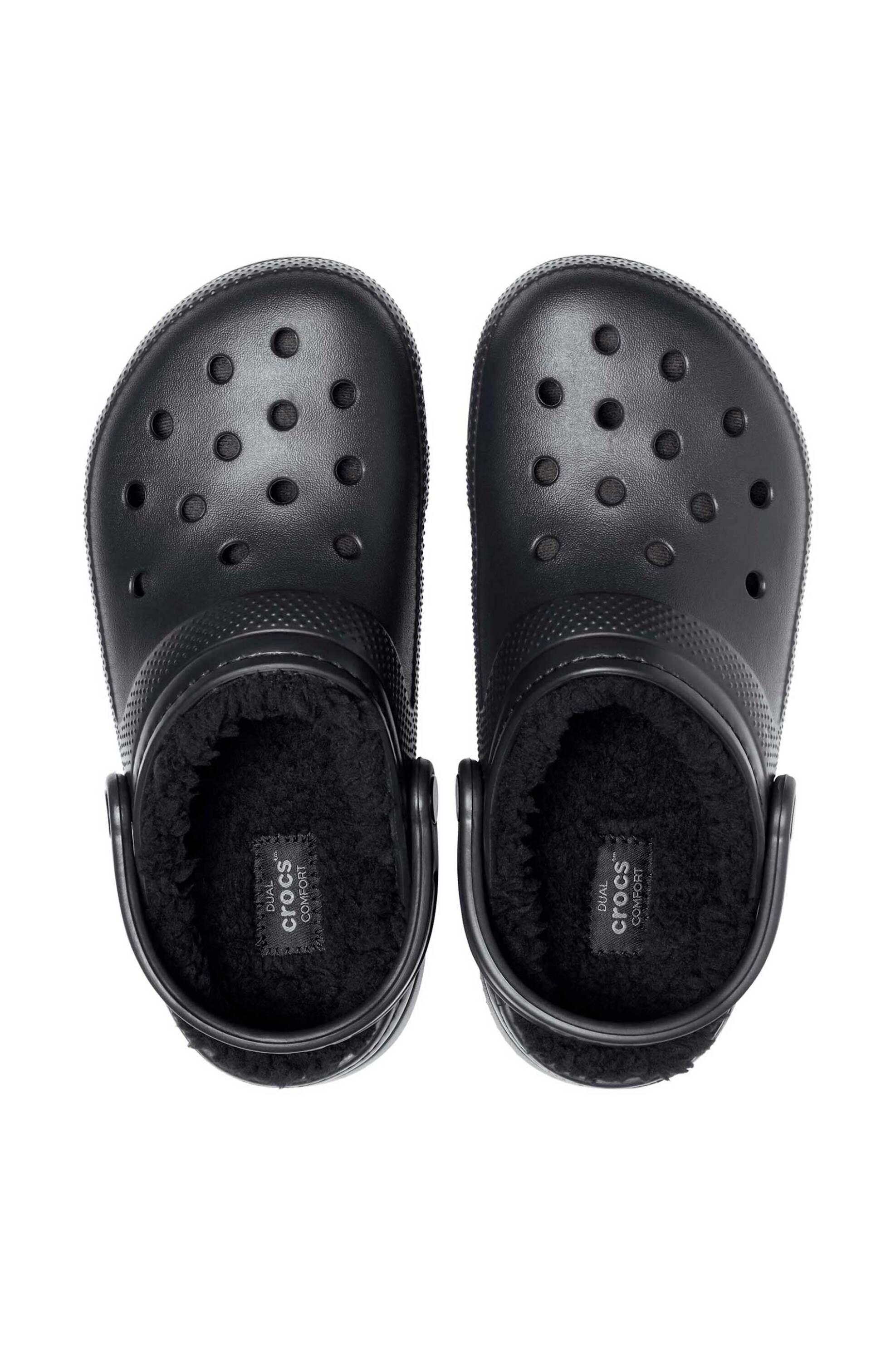 CROCS Crocs unisex clogs μονόχρωμα με διάτρητο σχέδιο και επένδυση από faux γούνα "Classic Lined" - E58207 Μαύρο