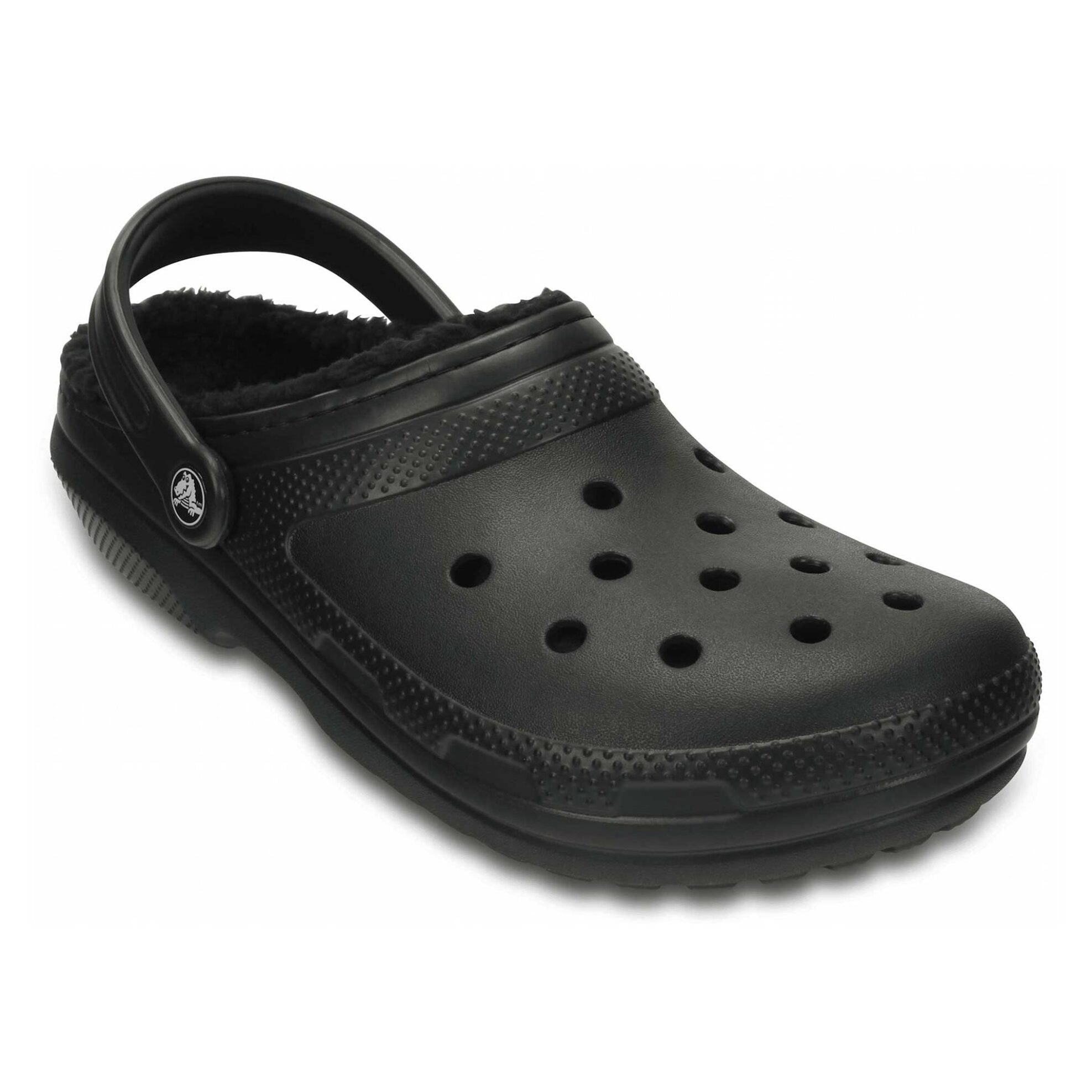 Crocs unisex clogs μονόχρωμα με διάτρητο σχέδιο και επένδυση από faux γούνα "Classic Lined" - E58207 Μαύρο φωτογραφία