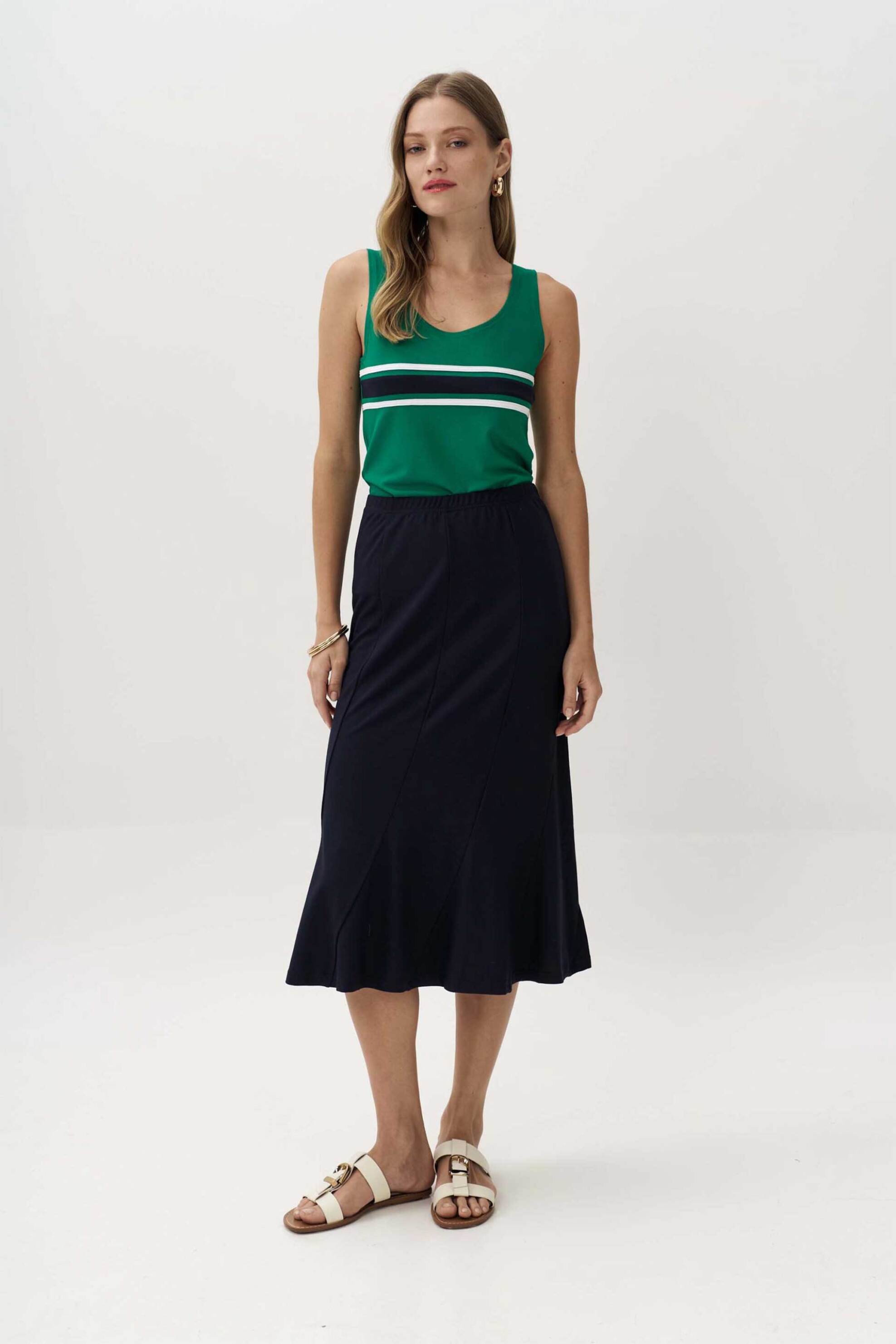 ALEXANDER & JACOB Alexander & Jacob γυναικεία midi φούστα με flare τελείωμα - 12903 Μπλε Σκούρο