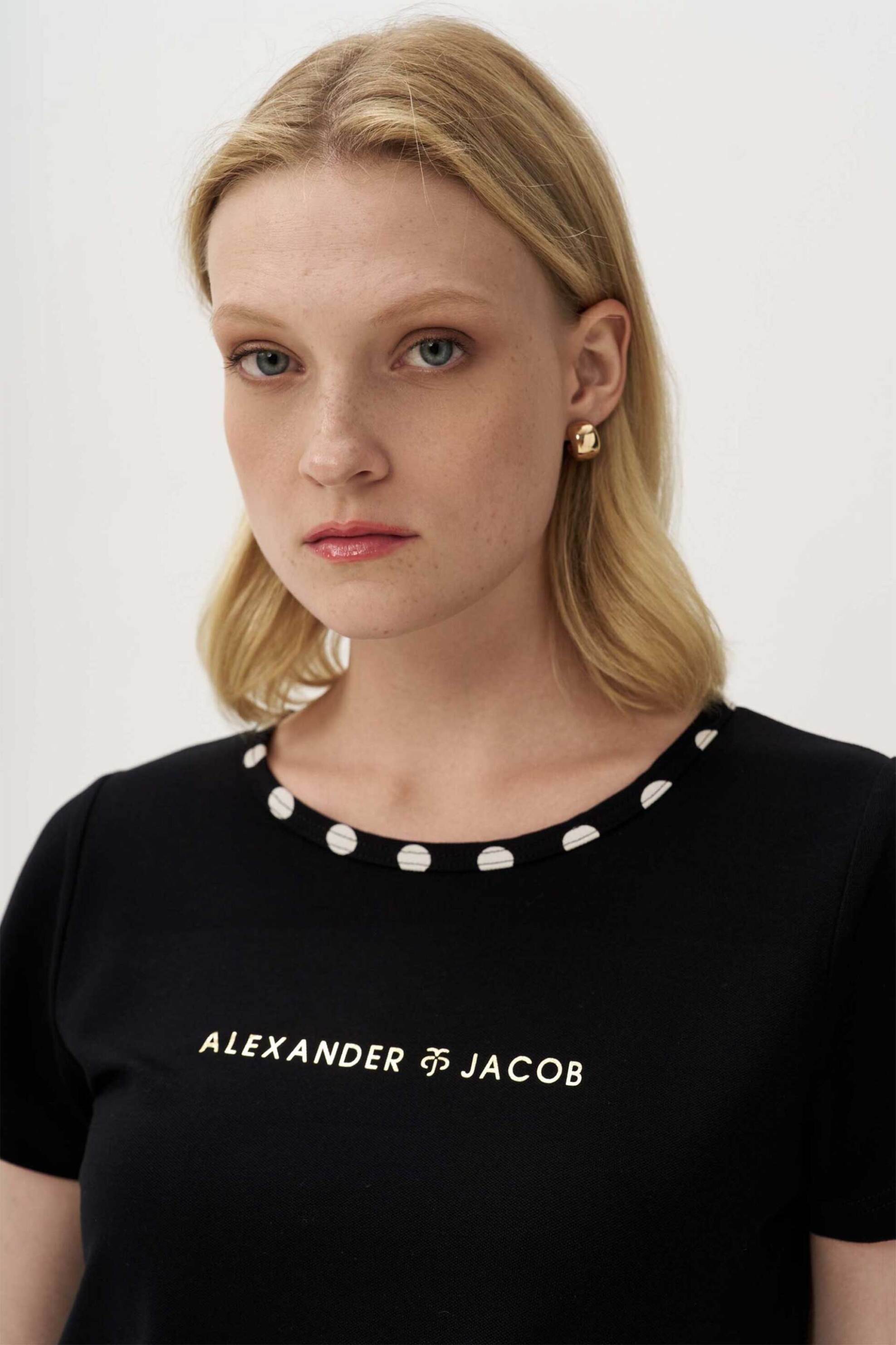 Alexander & Jacob γυναικείο Τ-shirt με πουά λεπτομέρεια - 12930 Μαύρο φωτογραφία