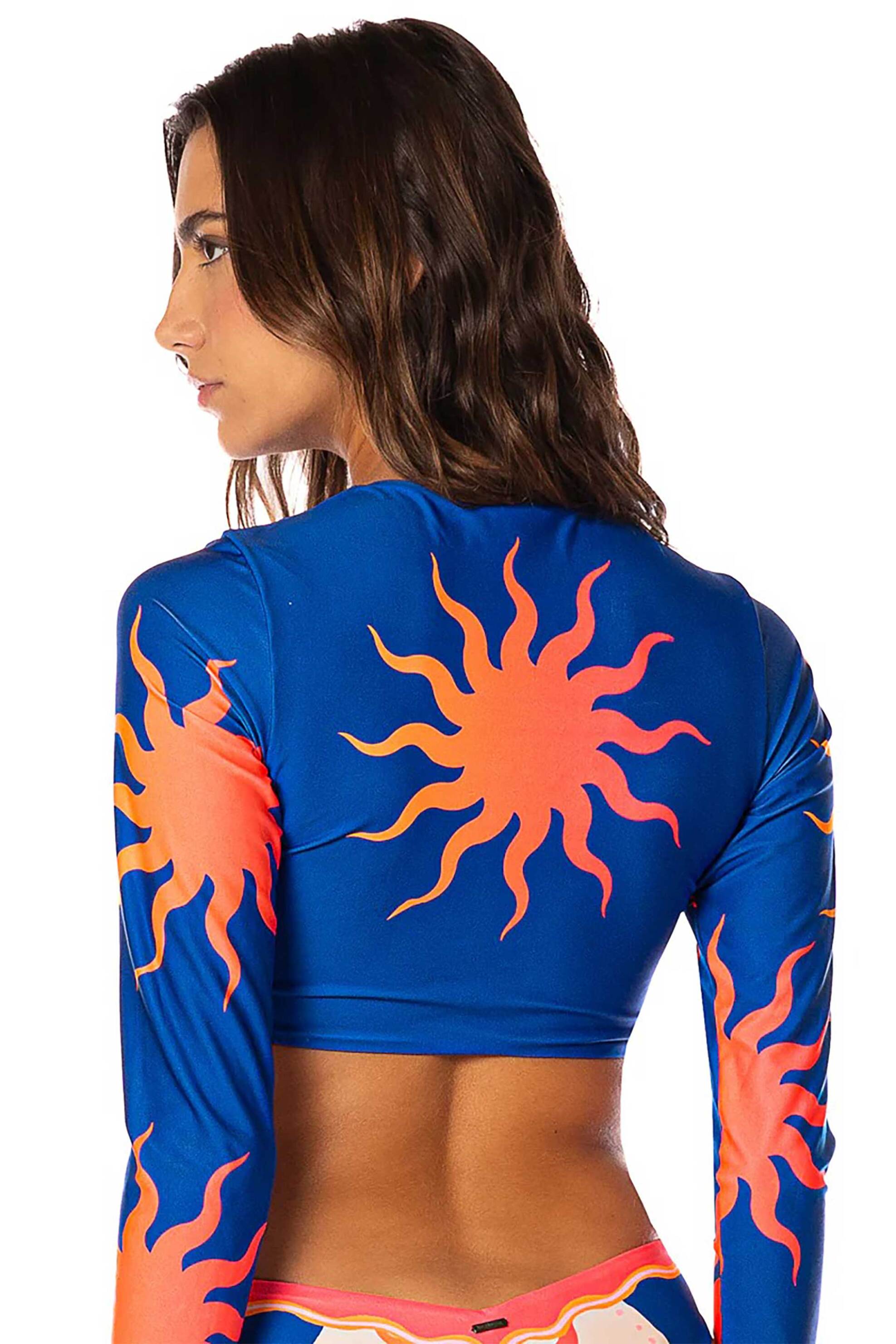 Maaji γυναικείο μαγιό μπικίνι τοπ "Sunlit Bloom Spectacle Long Sleeve Crop Top" - 0136478+1+2 Μπλε φωτογραφία