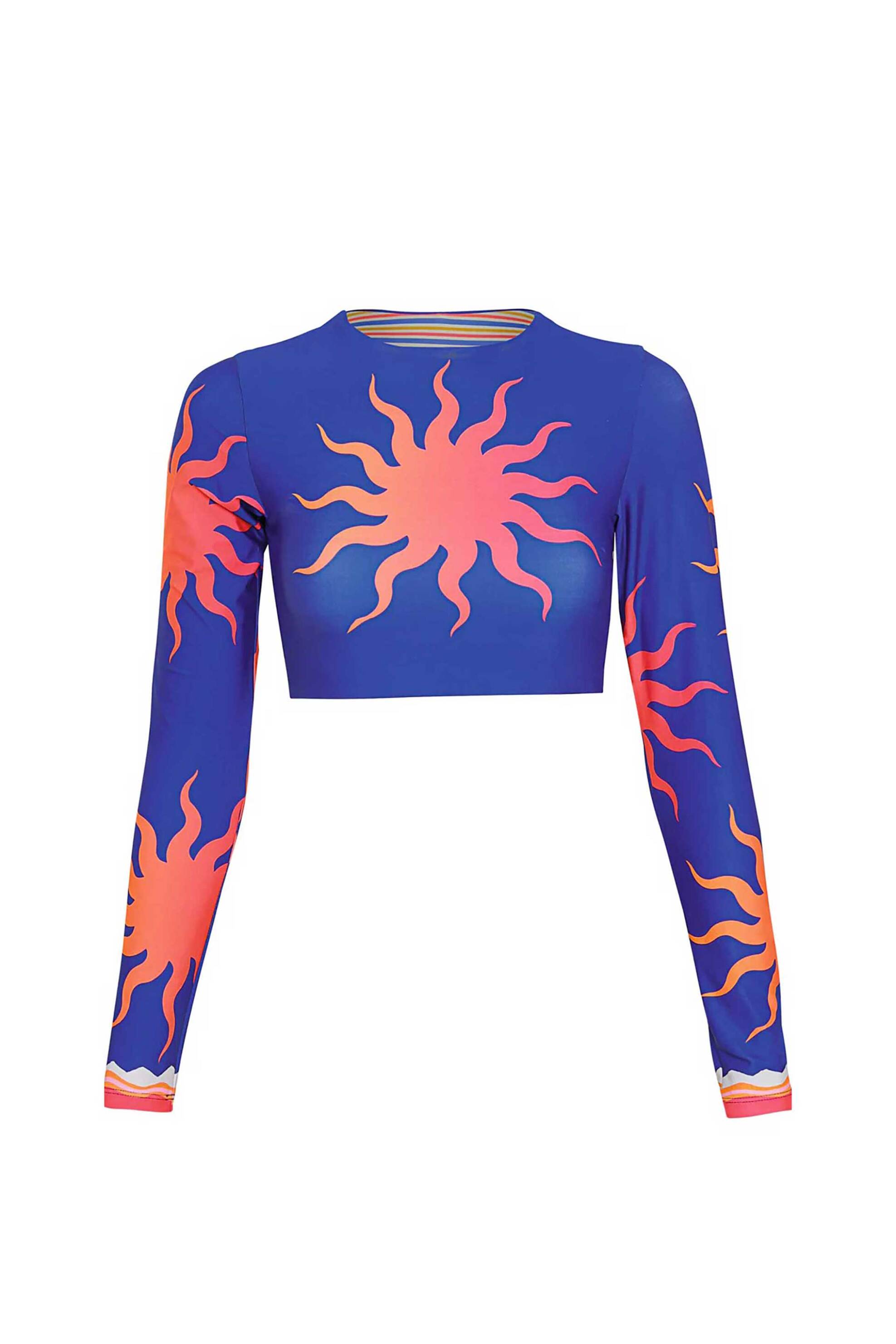 Maaji γυναικείο μαγιό μπικίνι τοπ "Sunlit Bloom Spectacle Long Sleeve Crop Top" - 0136478+1+2 Μπλε φωτογραφία