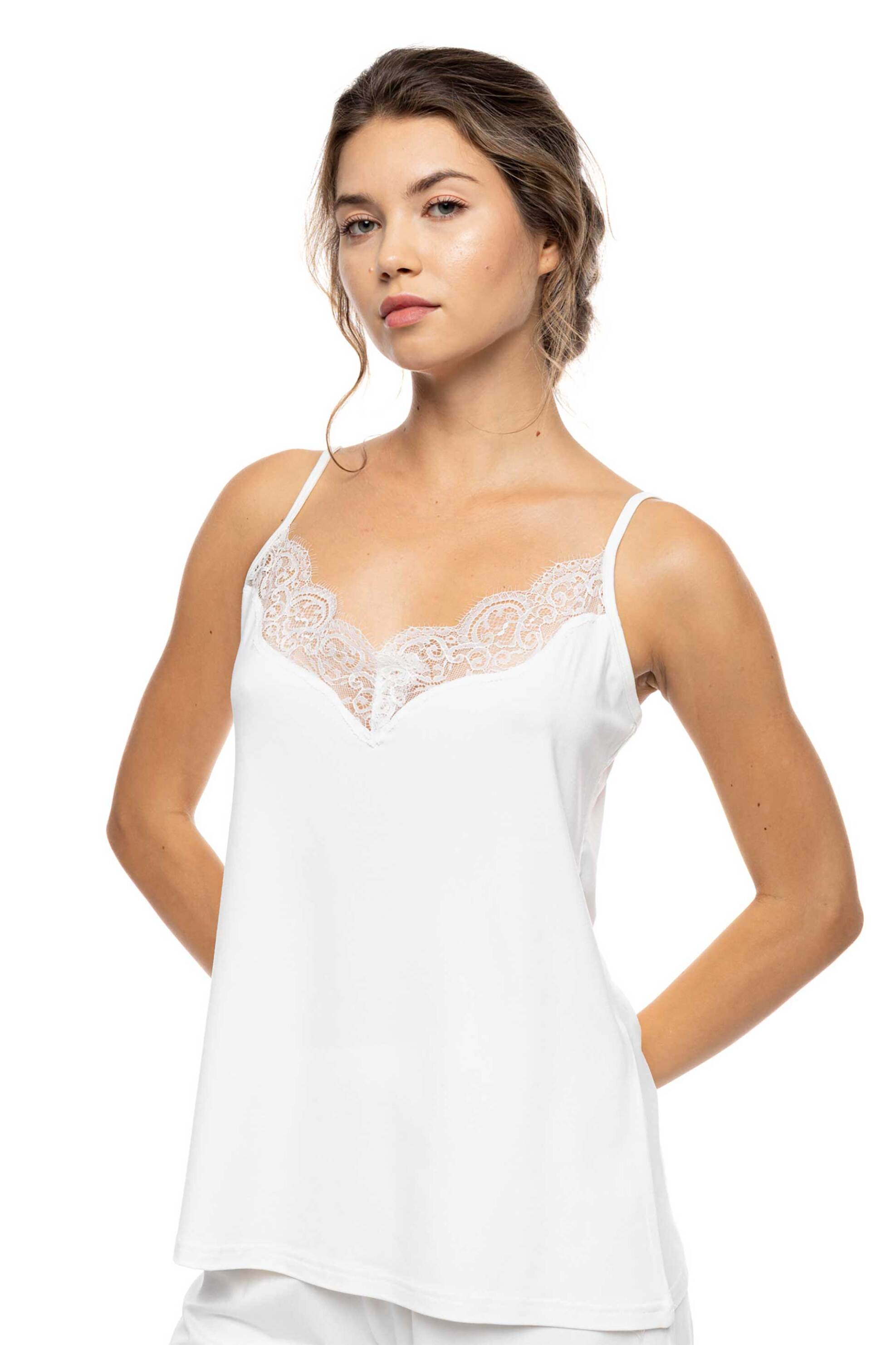 Pink Label γυναικείο babydoll μονόχρωμο με δαντέλα - SN-200 Λευκό φωτογραφία