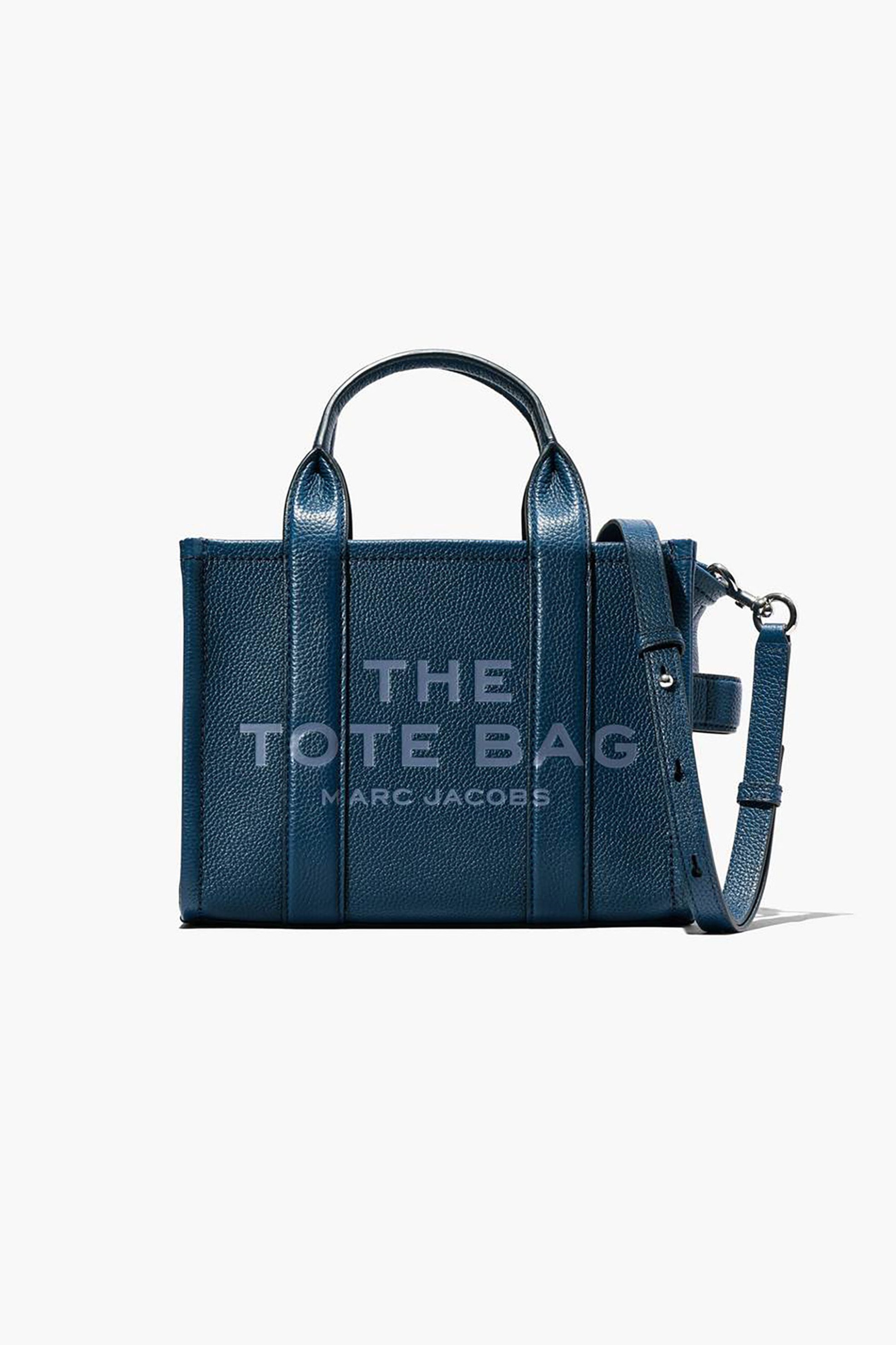 MARC JACOBS Marc Jacobs γυναικεία δερμάτινη τσάντα χειρός με logo print "The Medium Tote" - H004L01PF21 Μπλε
