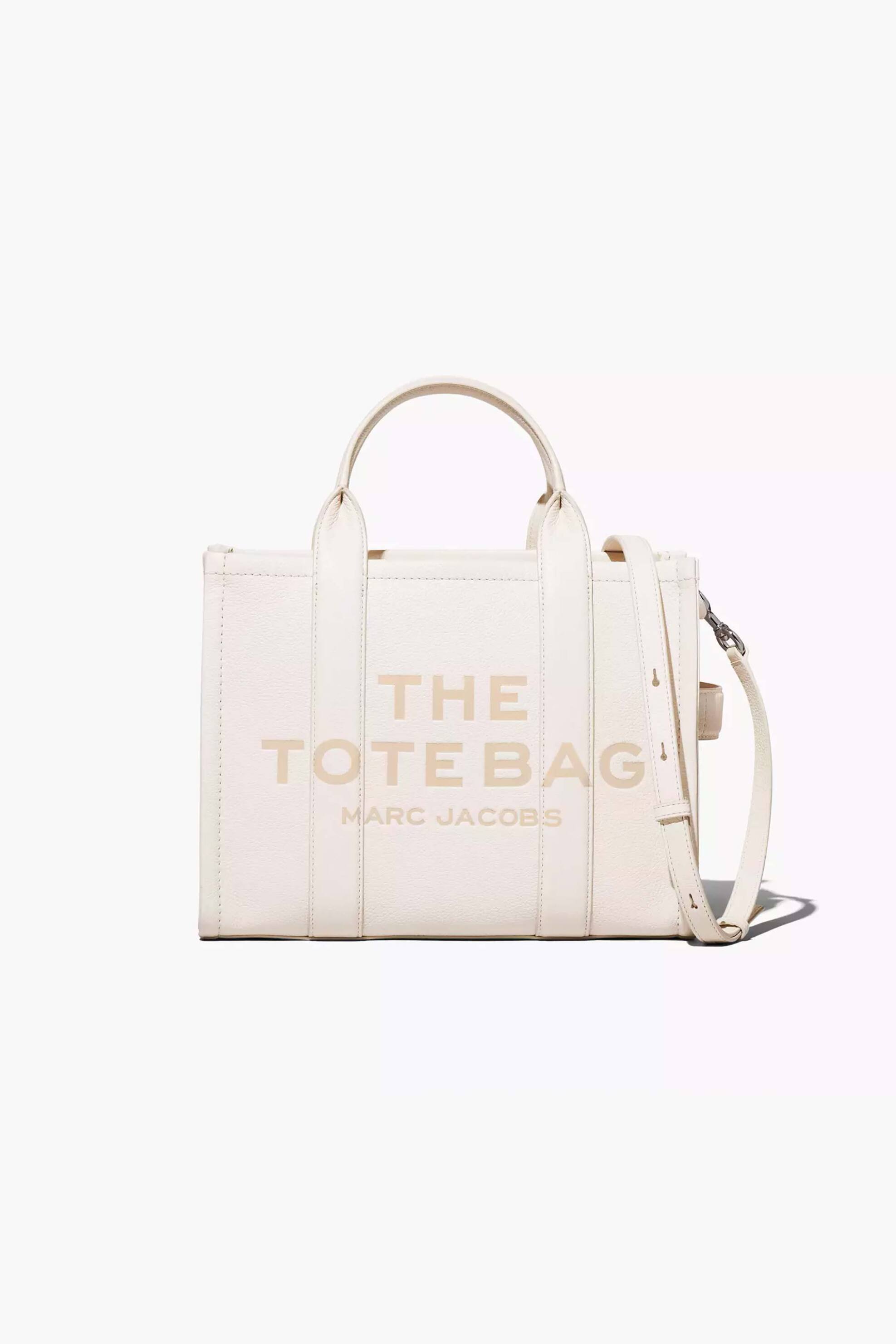 MARC JACOBS Marc Jacobs γυναικεία δερμάτινη τσάντα χειρός με logo print "The Medium Tote" - H004L01PF21 Λευκό