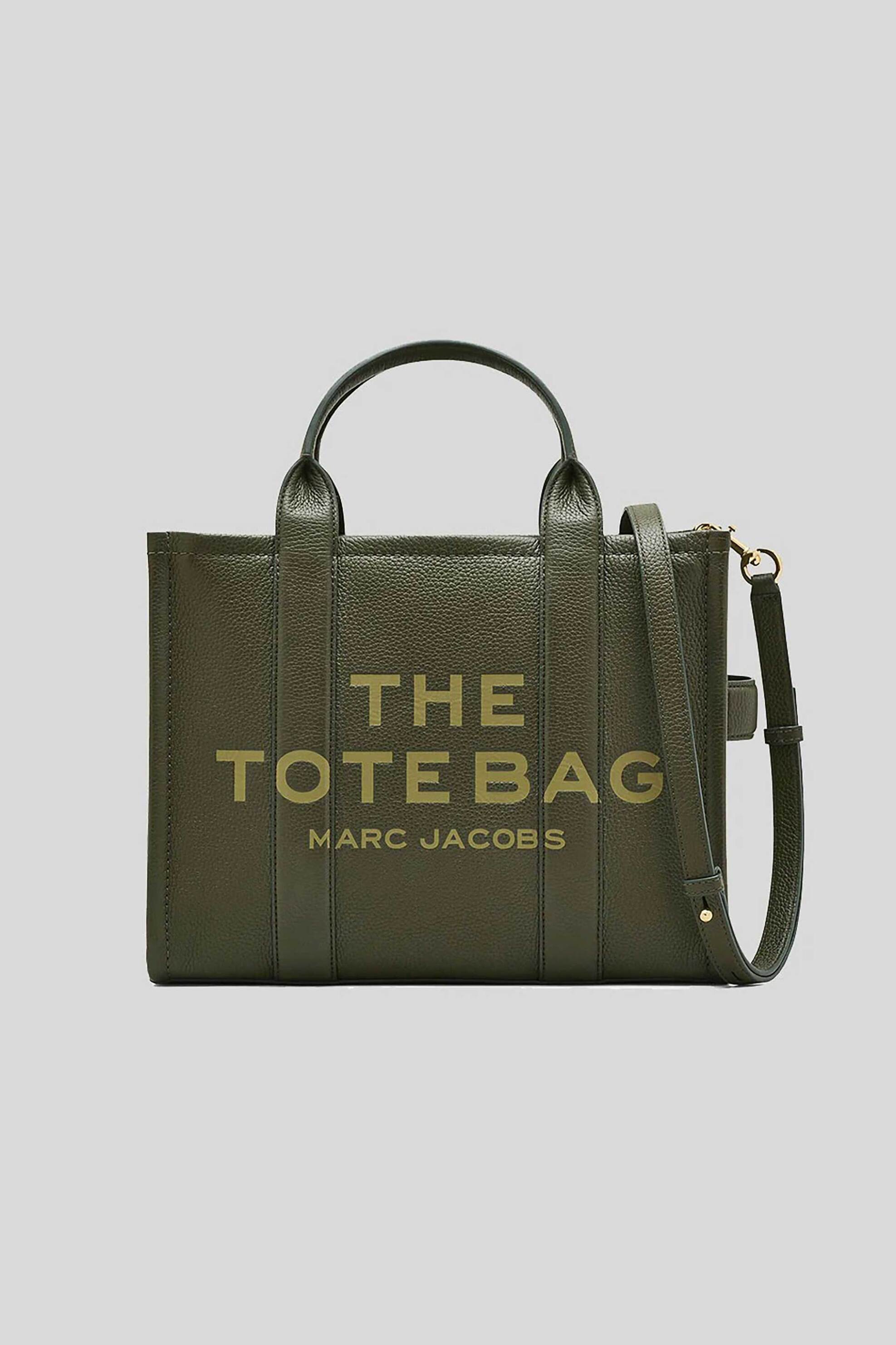 Marc Jacobs γυναικεία δερμάτινη τσάντα χειρός με logo print "The Medium Tote" - H004L01PF21 Κυπαρισσί