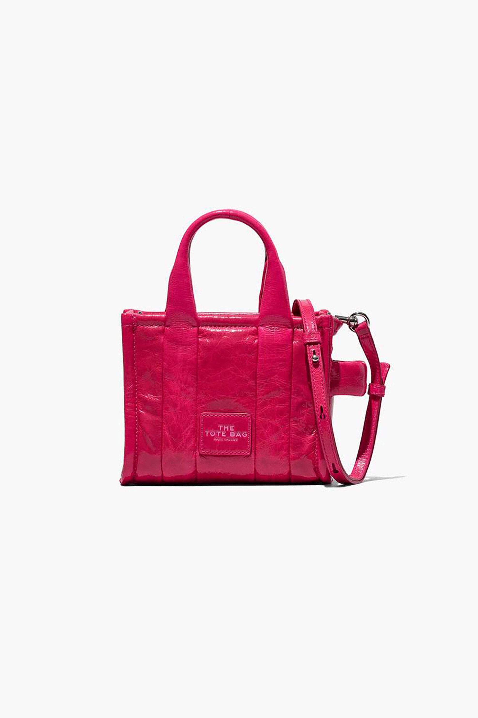 MARC JACOBS Marc Jacobs γυναικείο δερμάτινο mini bag με γυαλιστερό φινίρισμα "The Mini Tote" - H064L03FA22 Φούξια