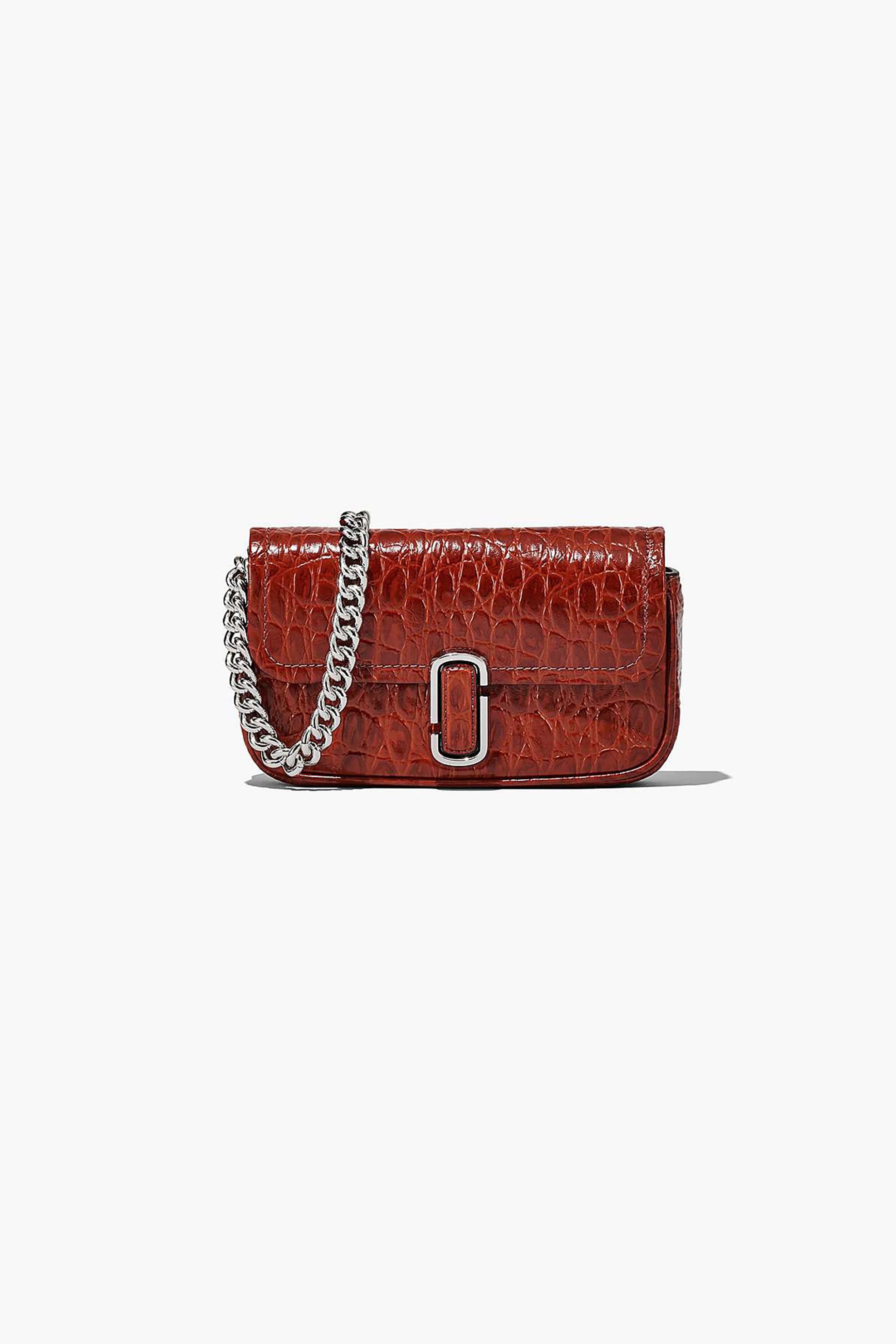 MARC JACOBS Marc Jacobs γυναικεία τσάντα ώμου "The Croc-embossed J Marc Mini Shoulder Bag" - H907L01RE22 Μπορντό