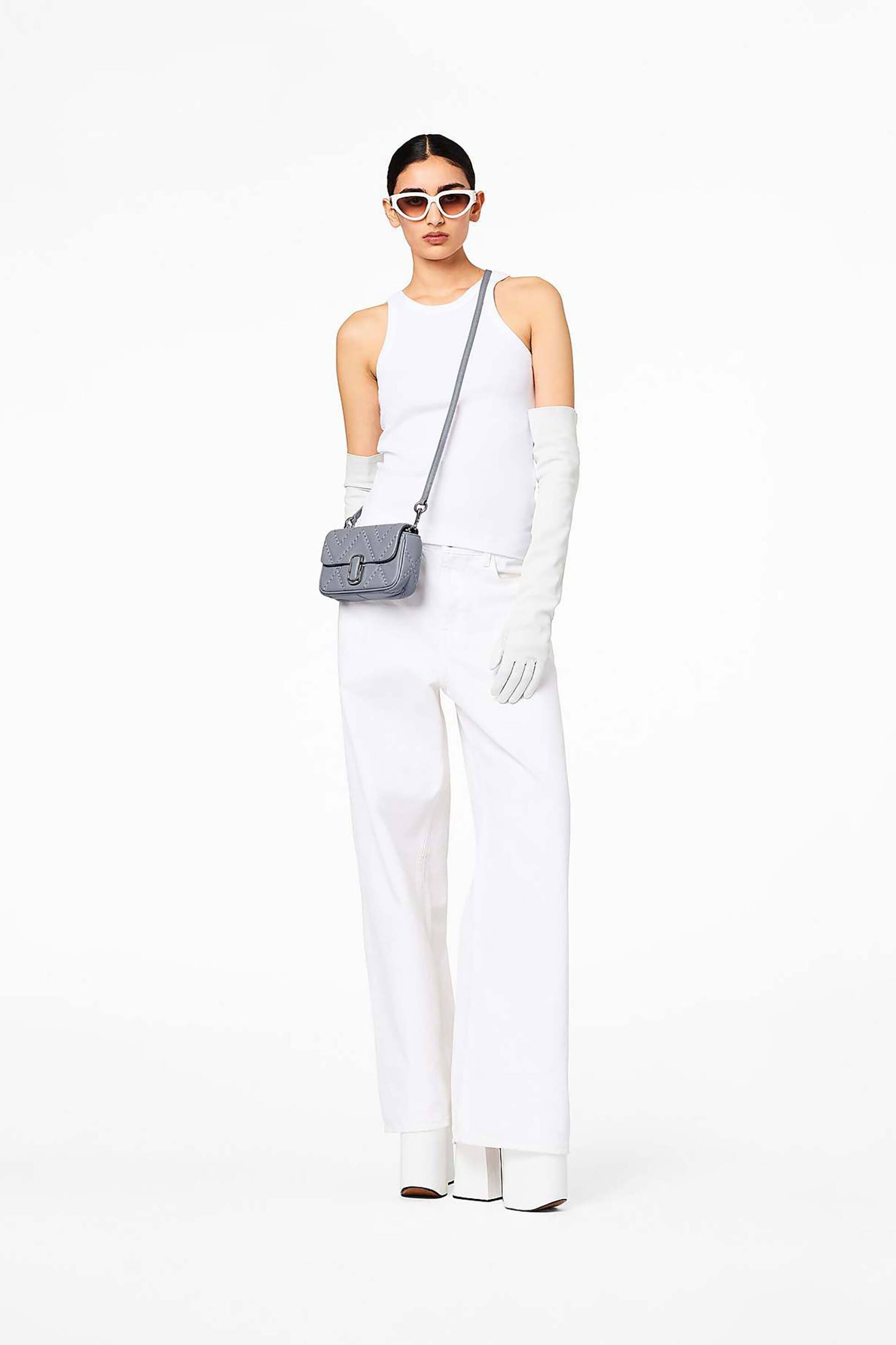 Marc Jacobs γυναικεία καπιτονέ τσάντα ώμου "The Quilted Leather J Marc Mini" - 2S3HSH016H03 Γκρι φωτογραφία