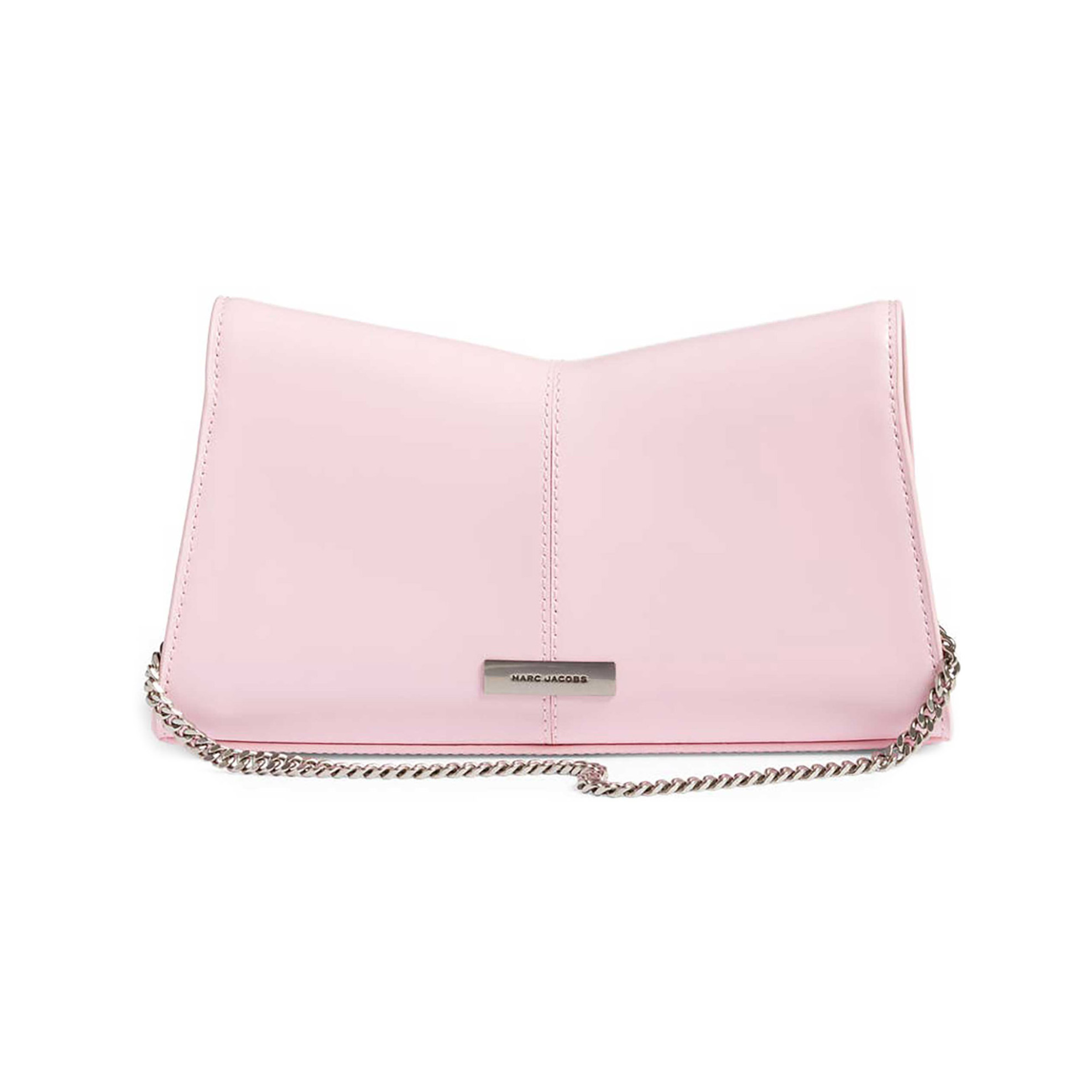 Marc Jacobs γυναικείο δερμάτινο clutch τσαντάκι με αλυσίδα και μεταλλικό logo "The Convertible Clutch" - 2P3HCL002H01 Ροζ φωτογραφία