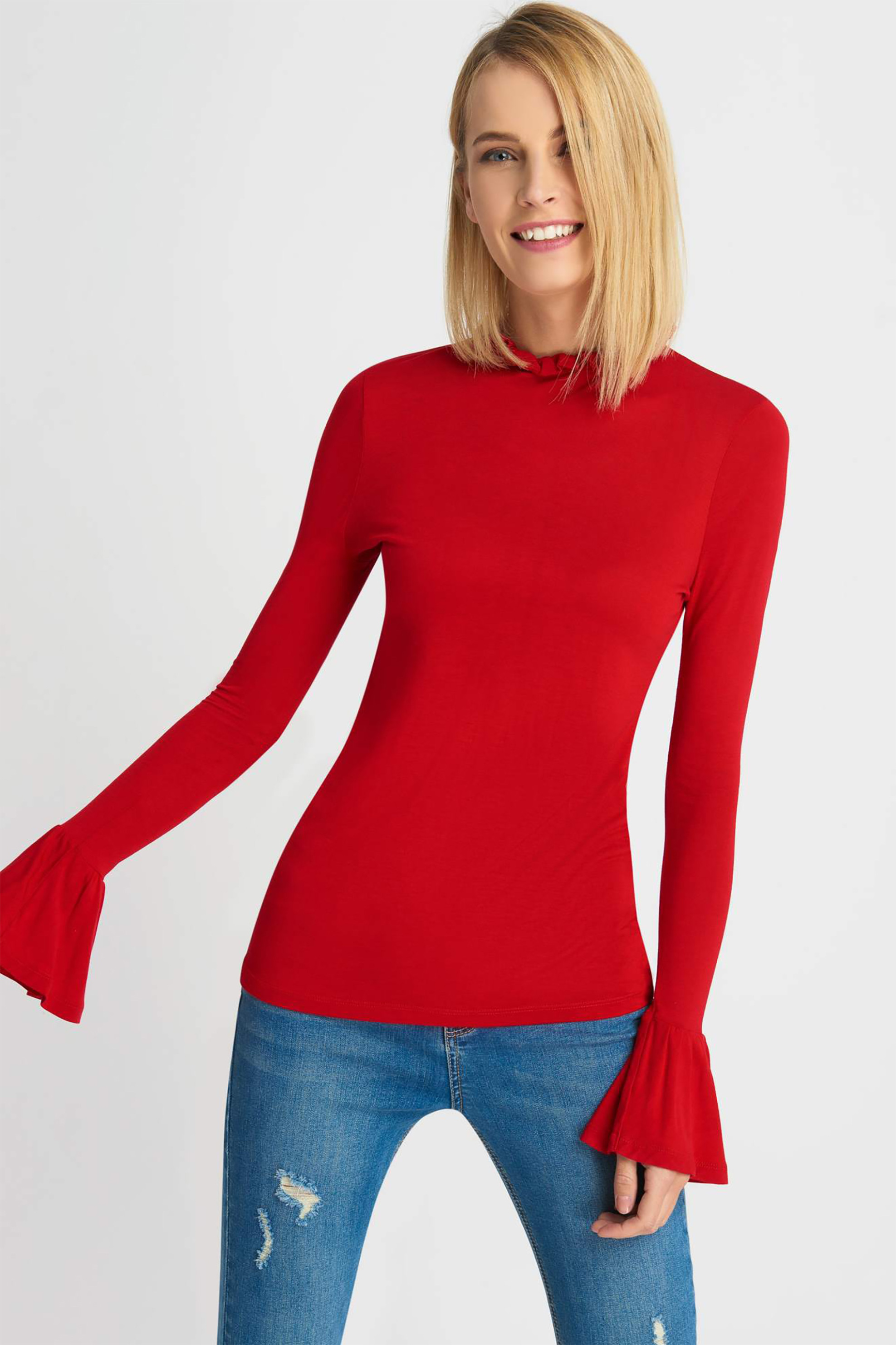 Γυναίκα > ΡΟΥΧΑ > Tops > Μπλούζες > Casual Γυναικεία μπλούζα με βολάν στα μανίκια Orsay - 178084-389000 Κόκκινο