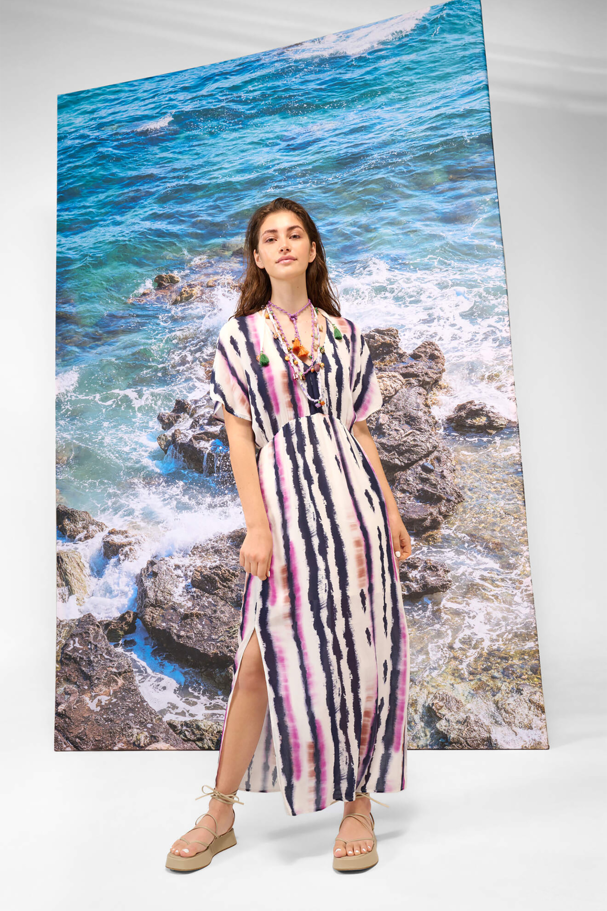 ORSAY Orsay γυναικείο maxi φόρεμα με all-over tie-dye print - 462117-044000 Εκρού