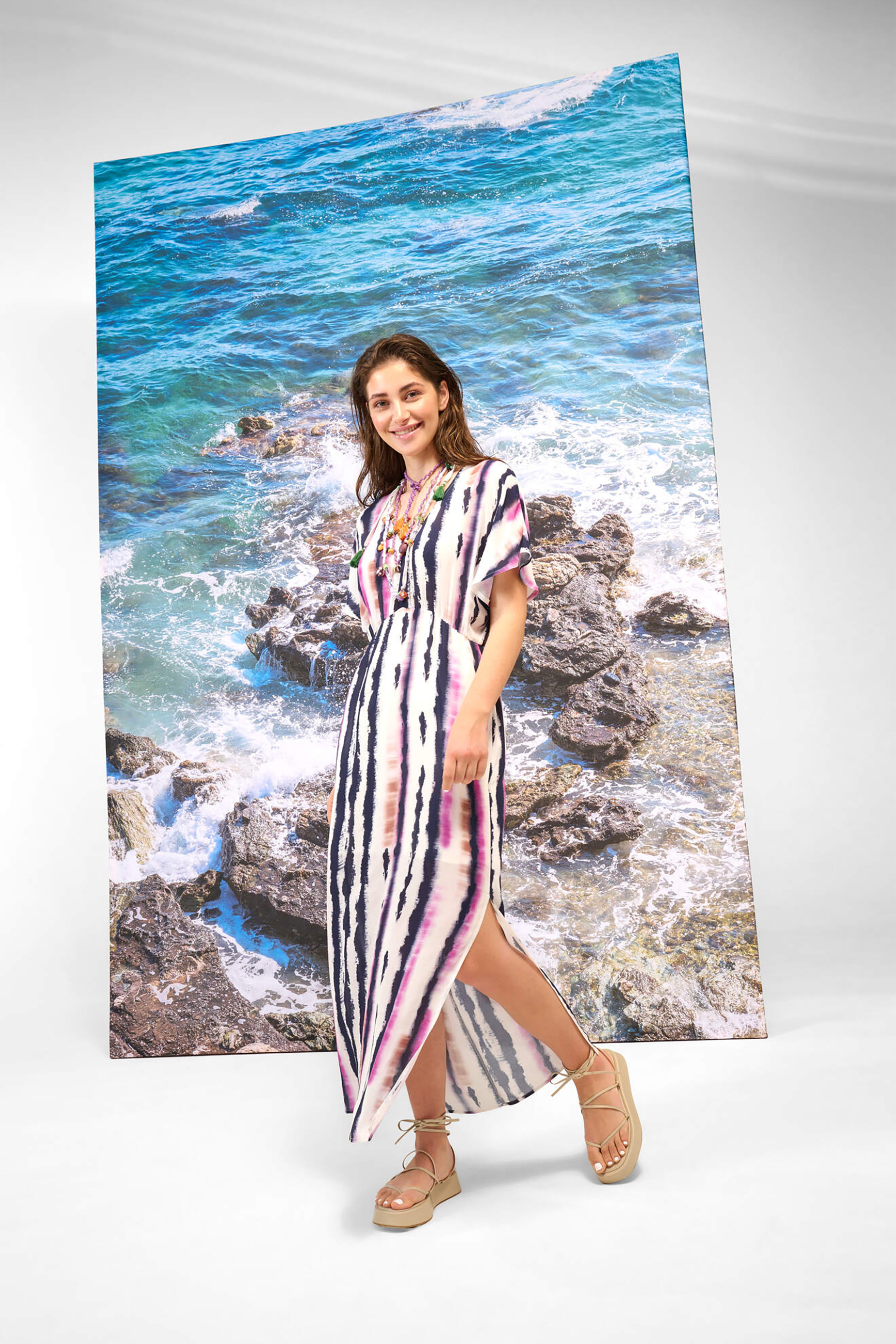 Orsay Γυναικείο Maxi Φόρεμα με All-Over Tie-Dye Print - 462117-044000 Εκρού