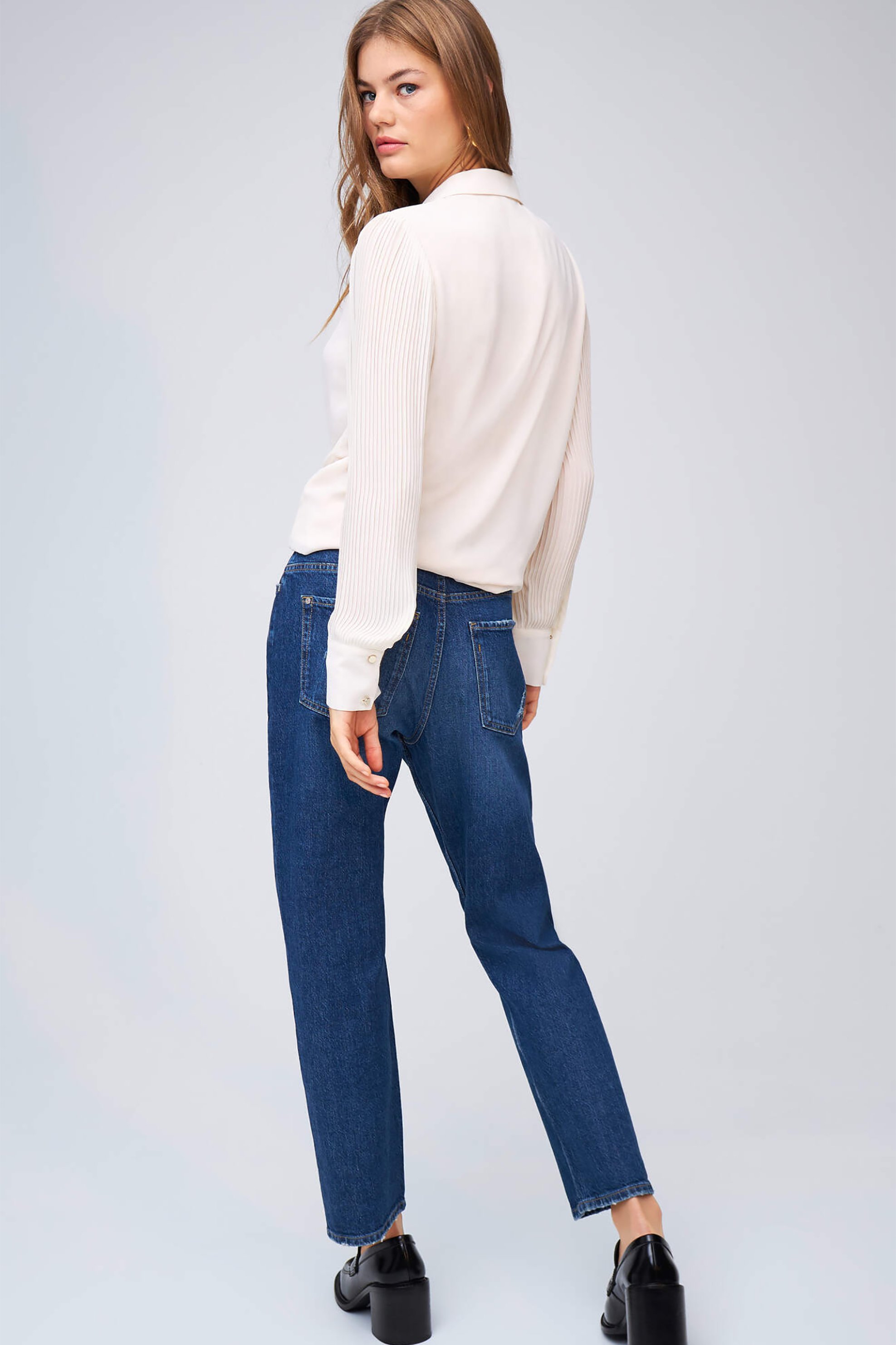 Orsay γυναικείο τζιν παντελόνι cropped με φθορές Straight Fit - 312161-580000 Μπλε φωτογραφία