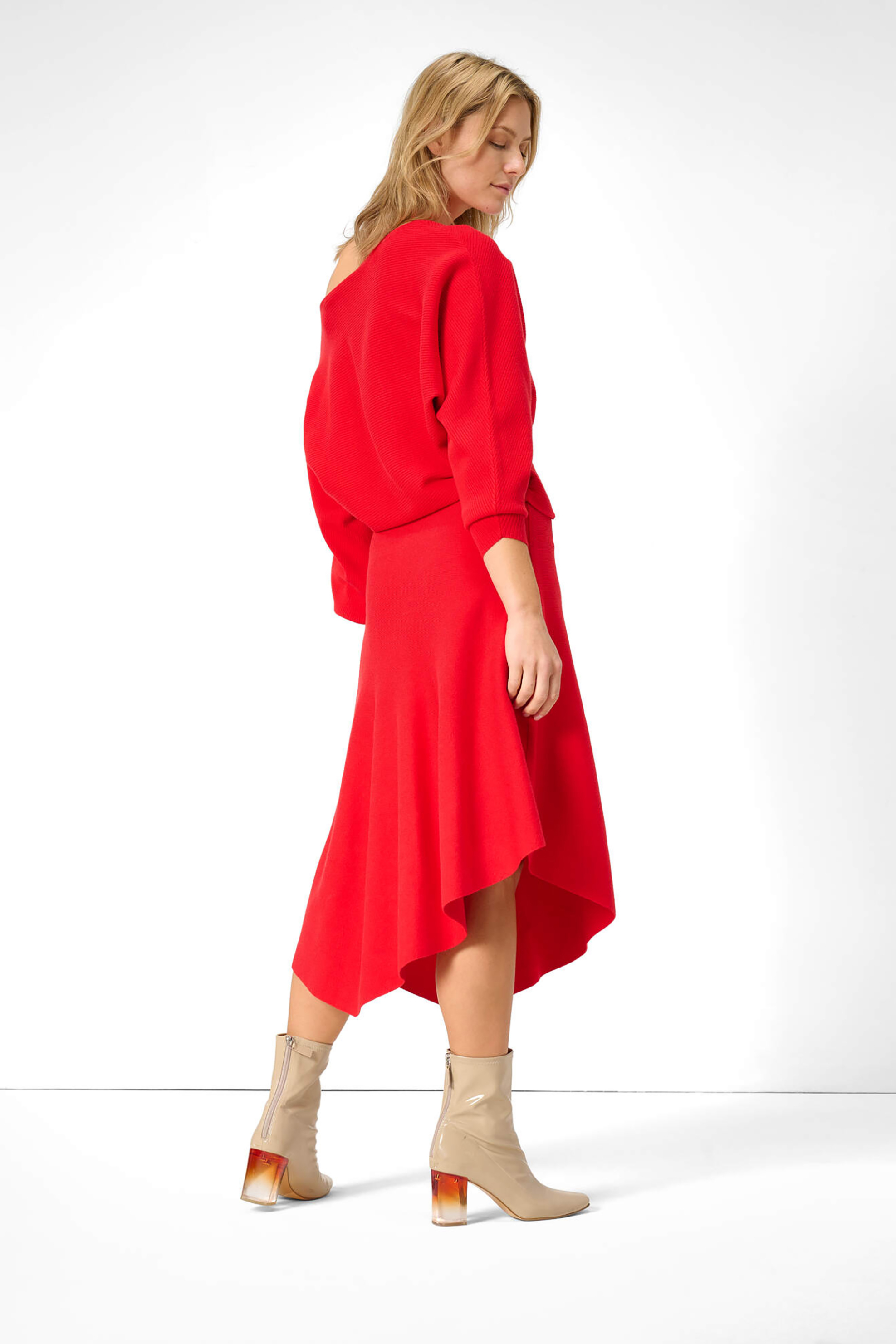 Orsay γυναικεία φούστα ασύμμετρη μονόχρωμη - 533055-330000 Κόκκινο φωτογραφία