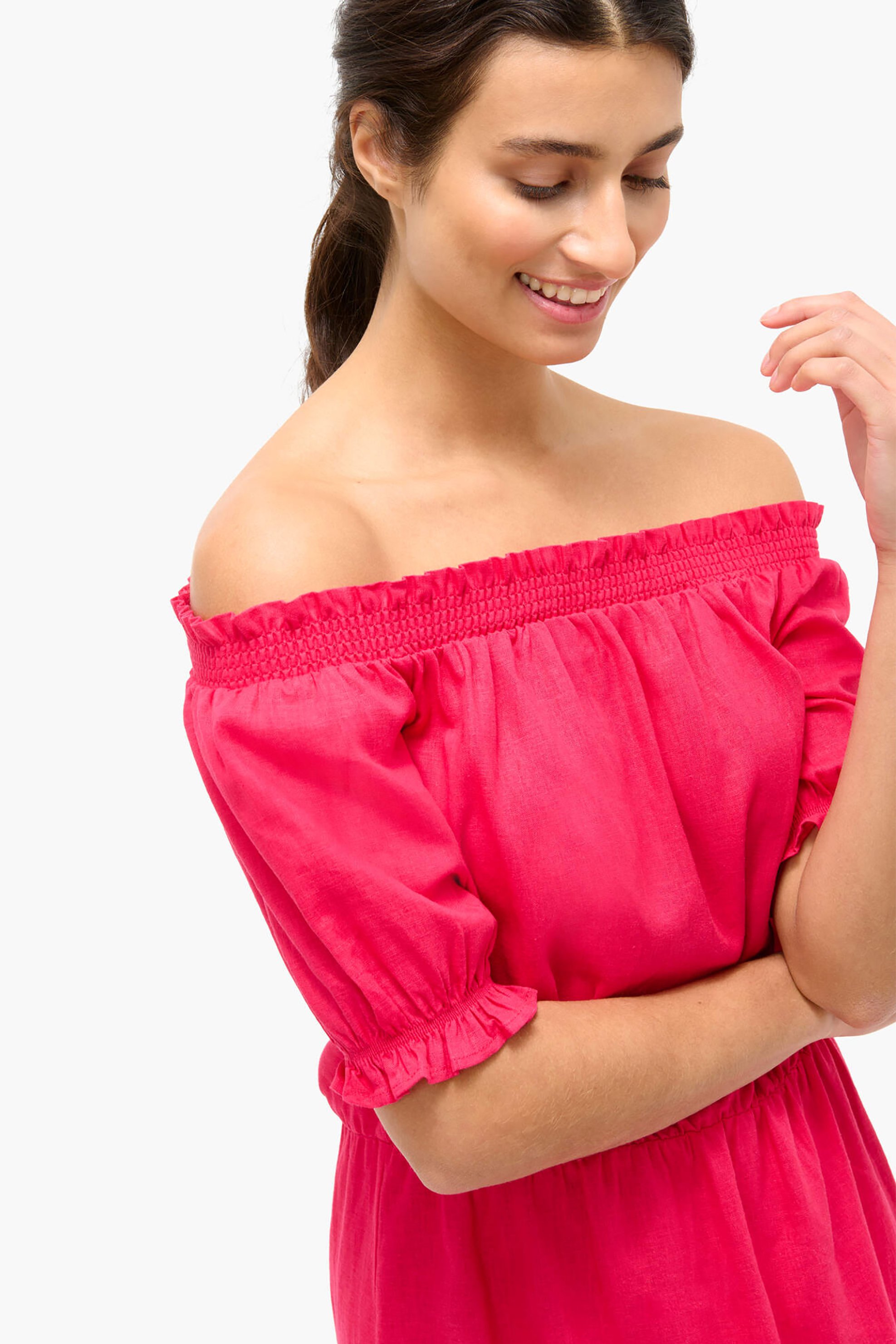 Orsay γυναικείο mini φόρεμα με carmen λαιμόκοψη - 470309-381000 Φούξια φωτογραφία